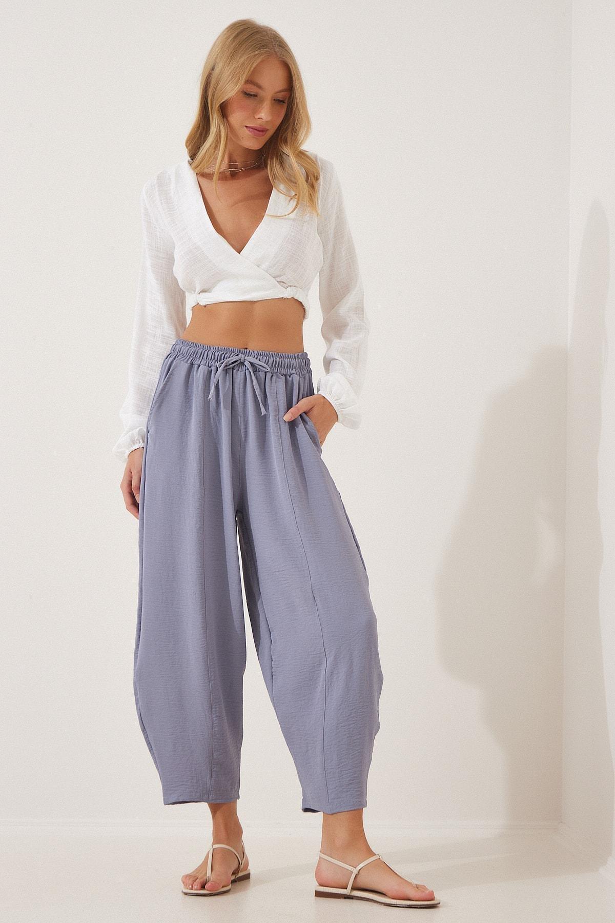 Happiness Istanbul - Grey Mid Waist Carrot Pants