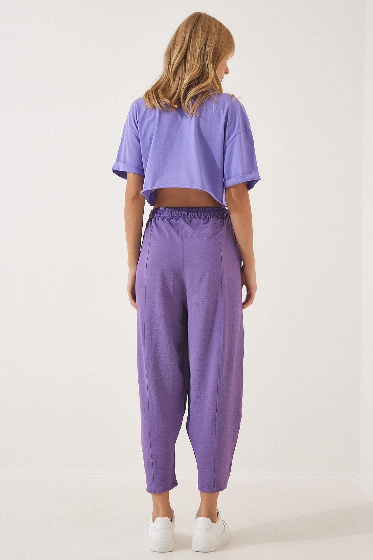 بنطال بقصة كاروت بخصر متوسط الارتفاع، أرجواني, Lilac, large image number 1