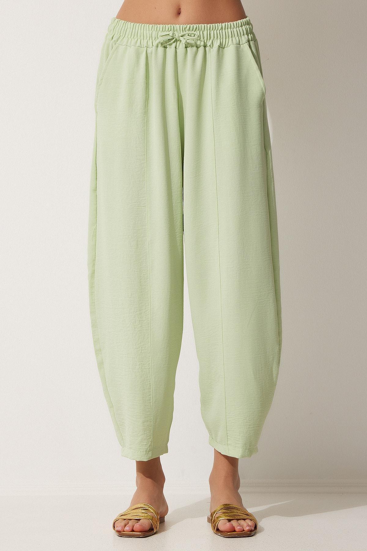 Green Mid Waist Carrot Pants, , large image number 3