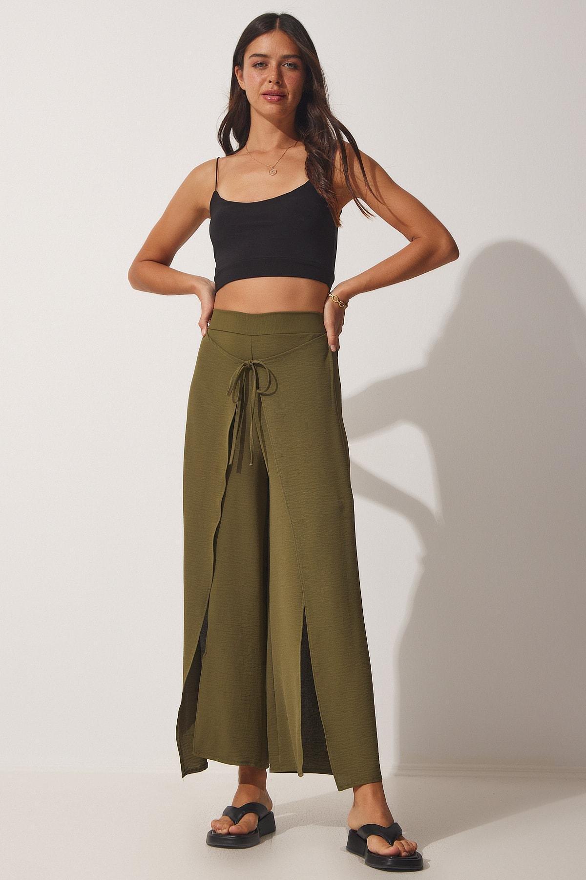 Khaki Skirt-Looking Trousers, , large image number 1