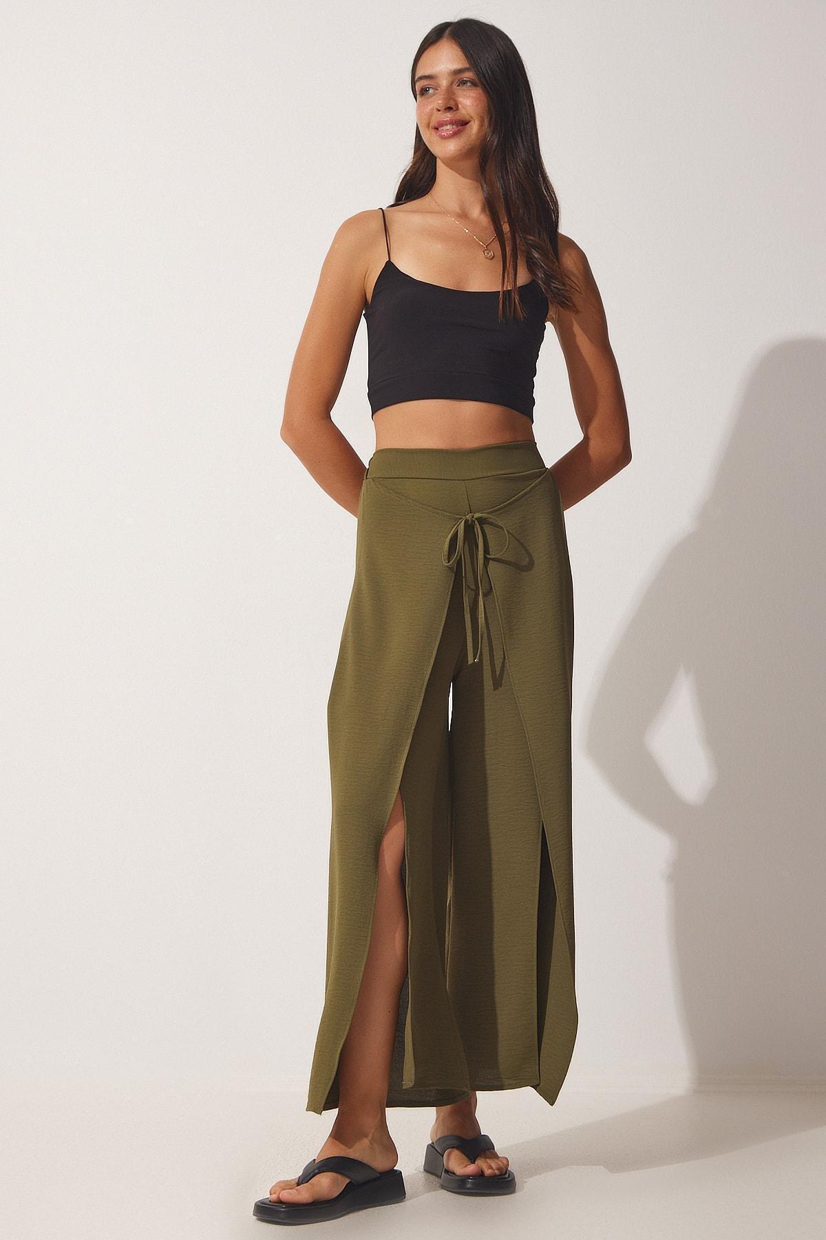 Khaki Skirt-Looking Trousers, , large image number 2