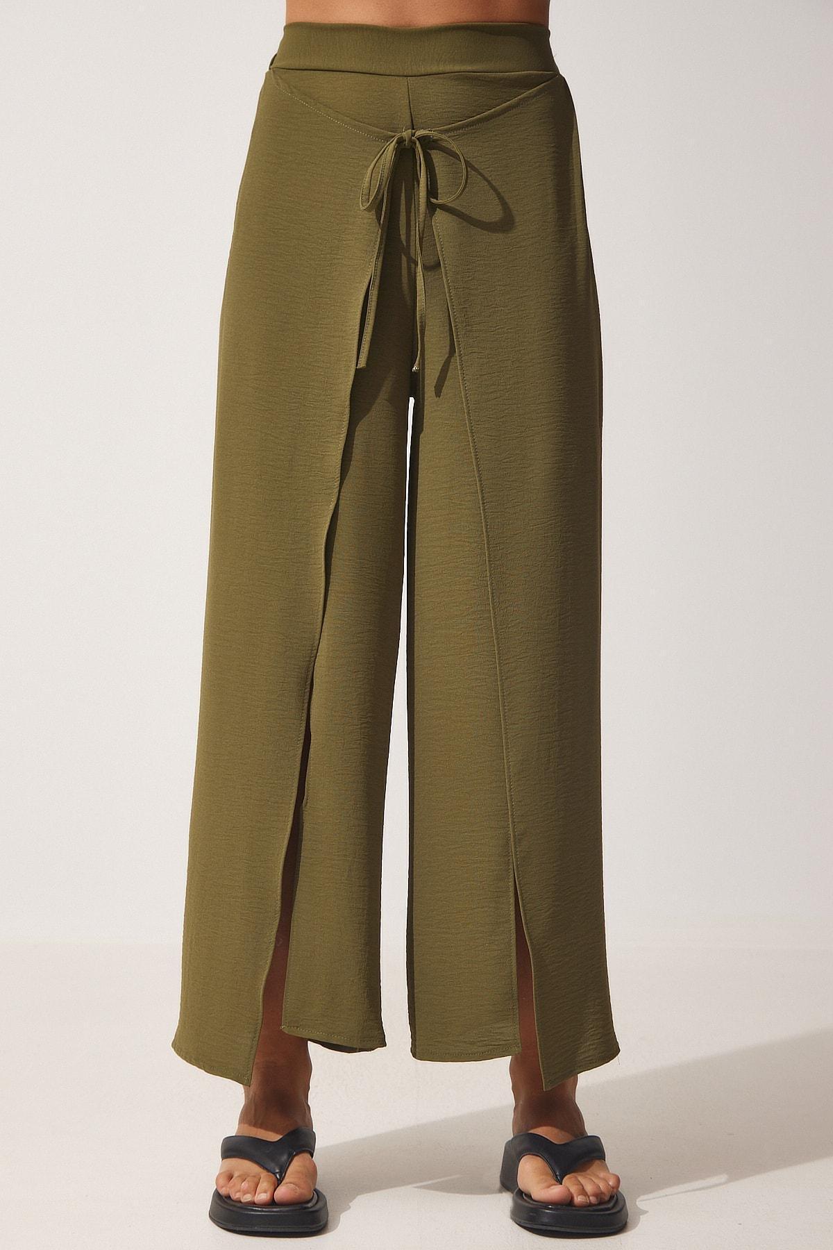 Khaki Skirt-Looking Trousers, , large image number 3