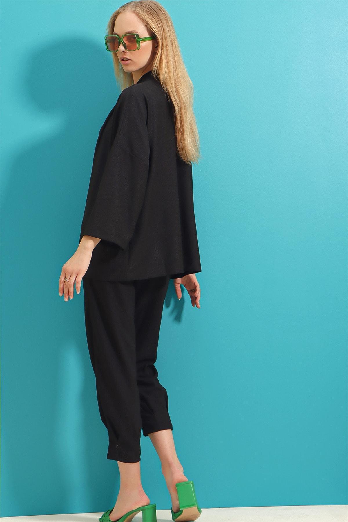 Black V Neck Co-Ord Set, , large image number 2