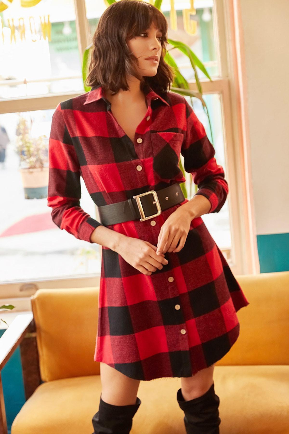 Red Plaid Tunic, , large image number 0