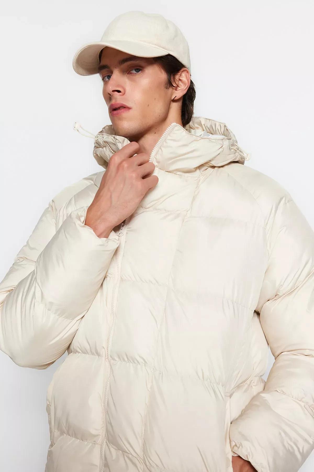 White Puffer Jacket, Beige, medium