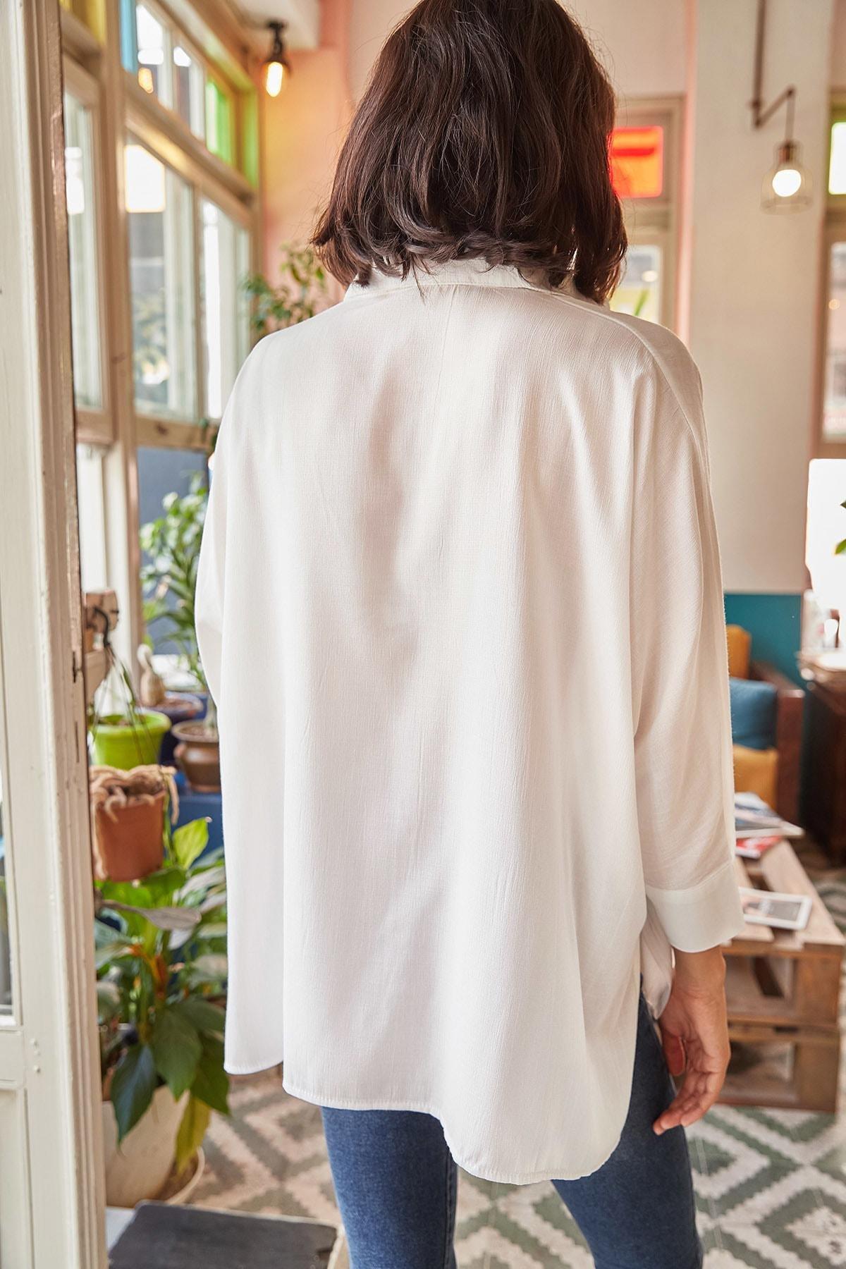 White Collared Shirt, White, large image number 4