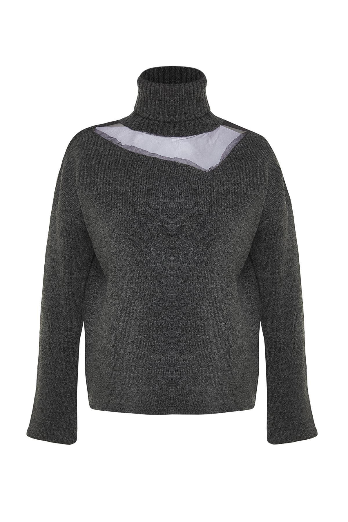 Grey Turtleneck Sweater, Anthracite, large image number 4