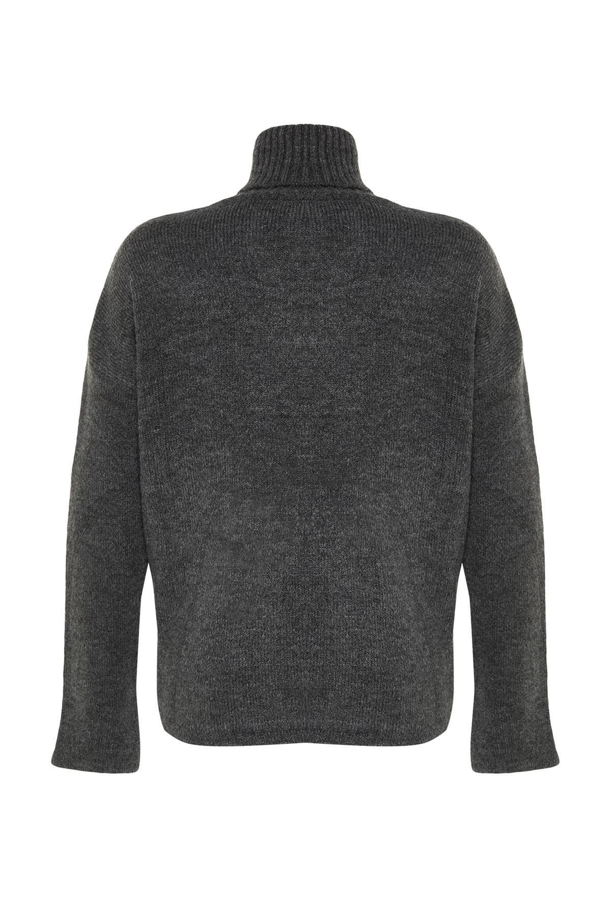 Grey Turtleneck Sweater, Anthracite, large image number 5