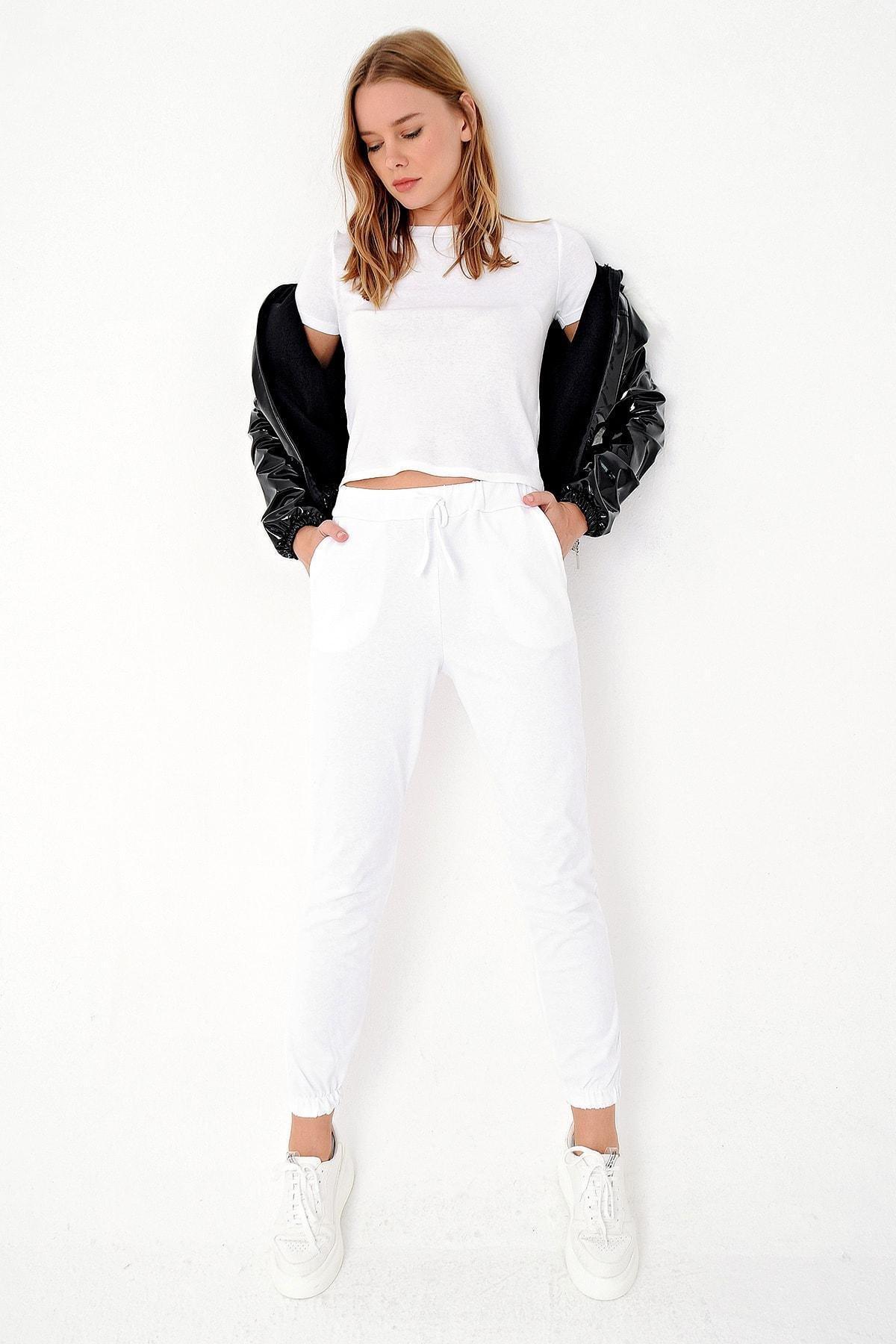 White Joggers Sweatpants, , large image number 2