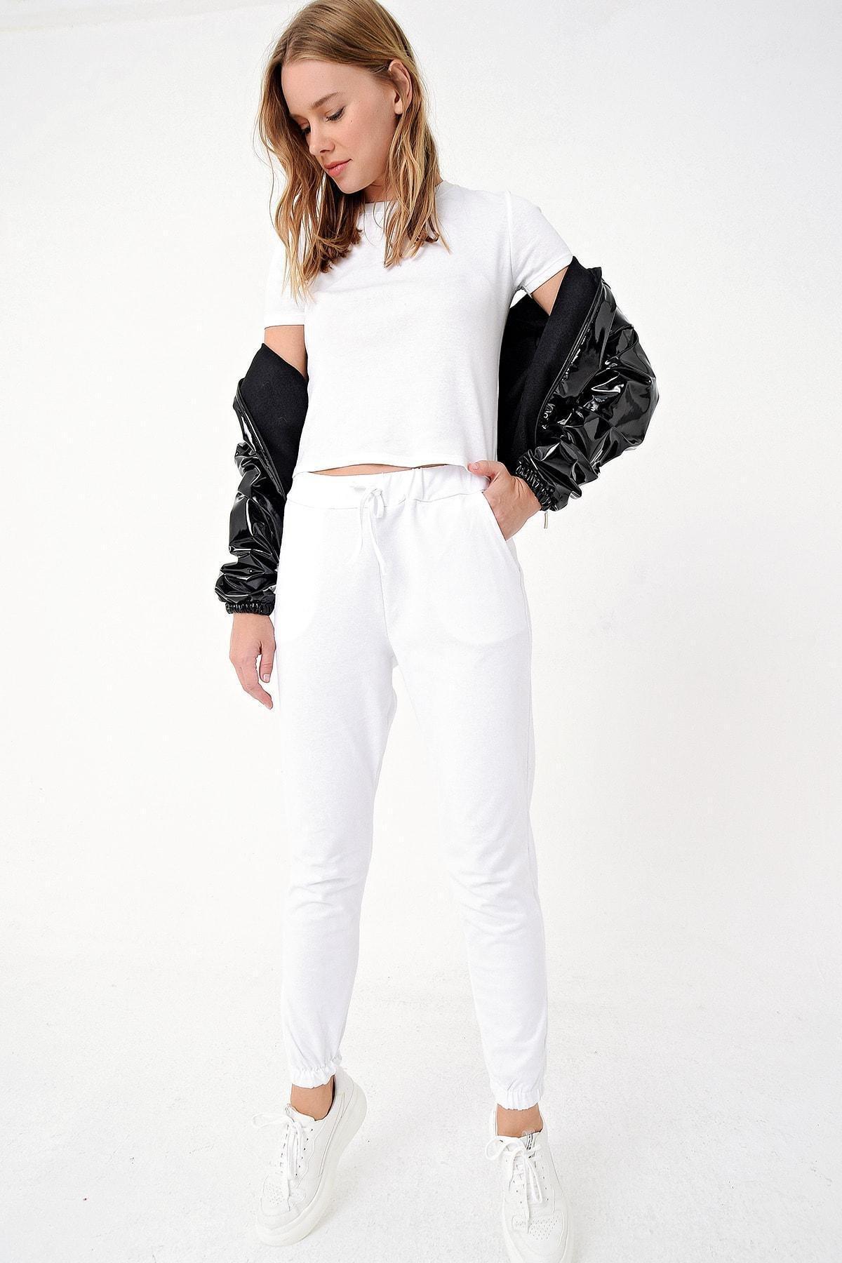 Alacati - White Cotton Joggers Sweatpants