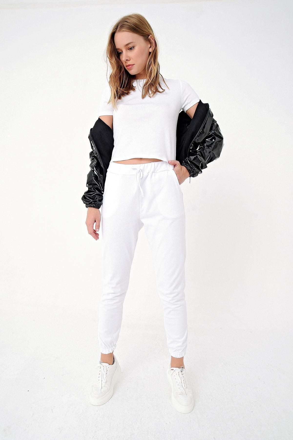 White Joggers Sweatpants, , large image number 6