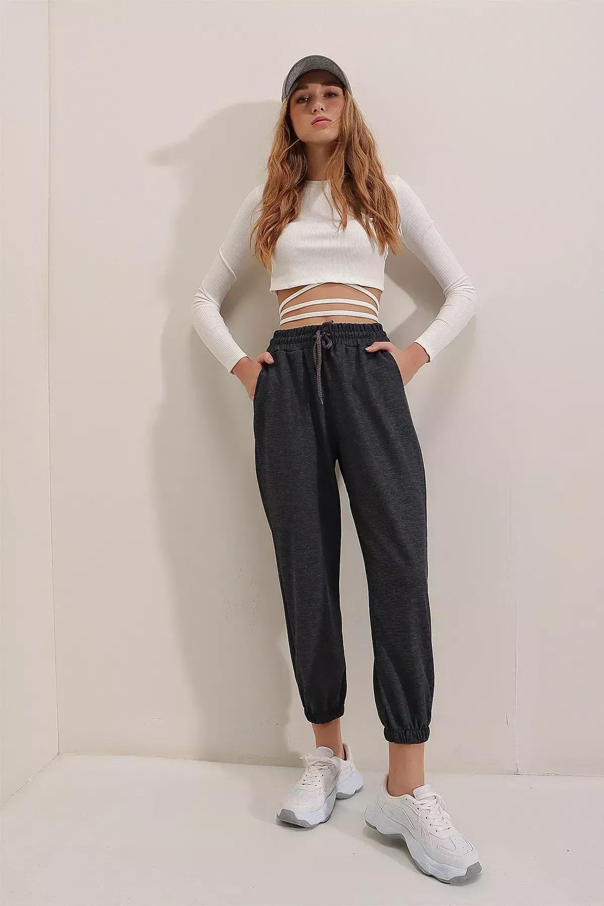 Grey Cotton Joggers Sweatpants, Gray, medium