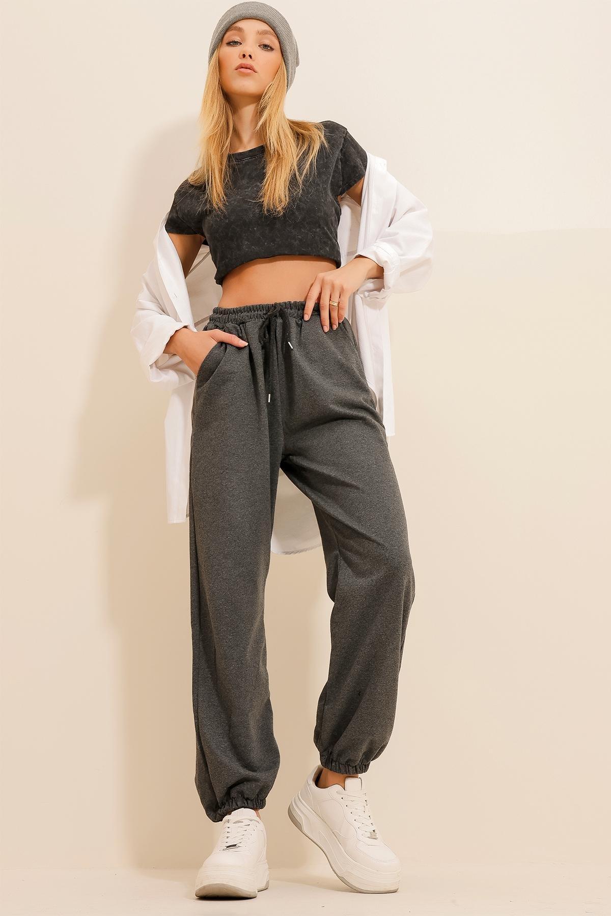 Grey Cotton Joggers Sweatpants, , large image number 4
