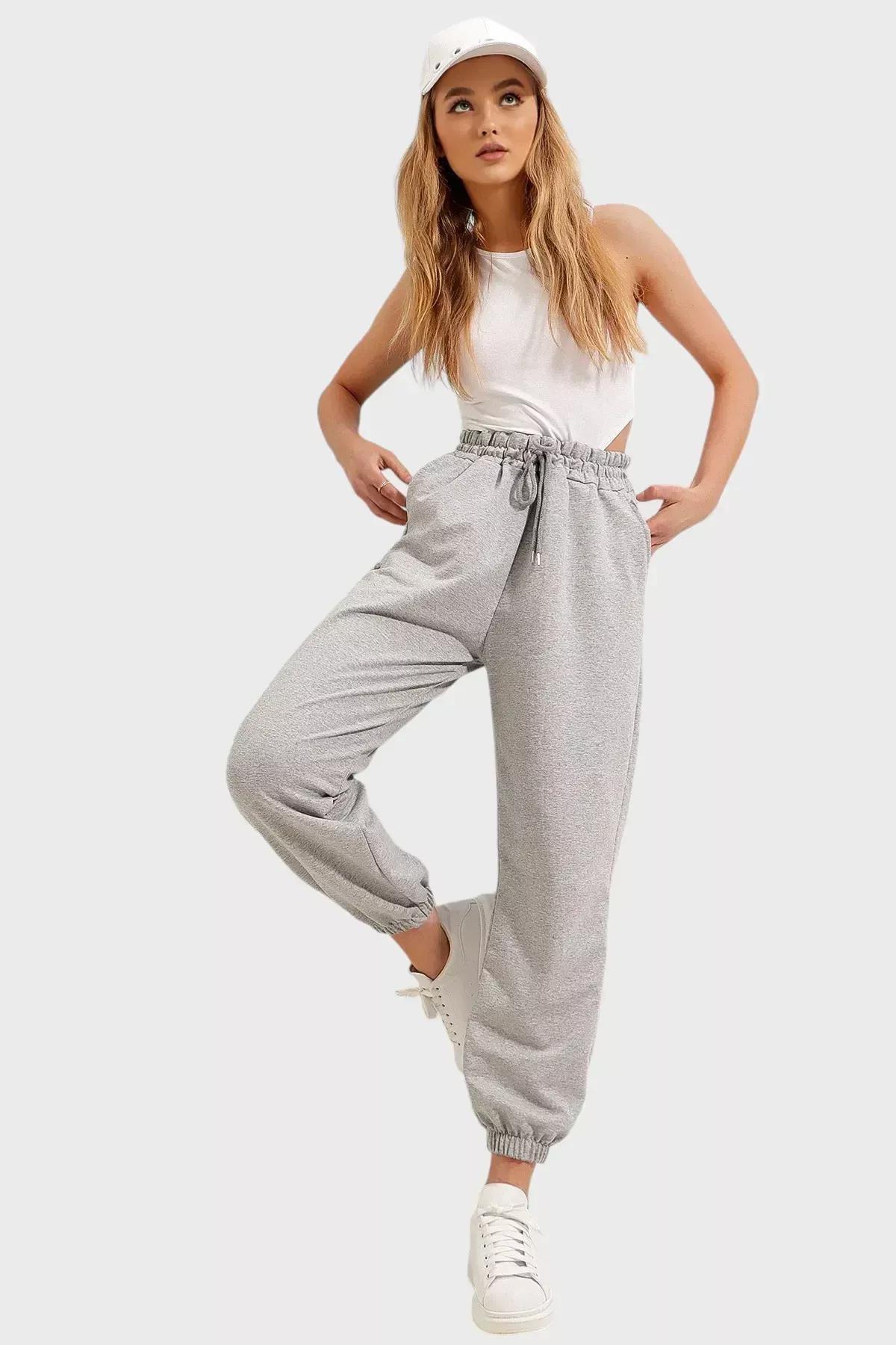 Grey Cotton Joggers Sweatpants, Gray, large image number 5