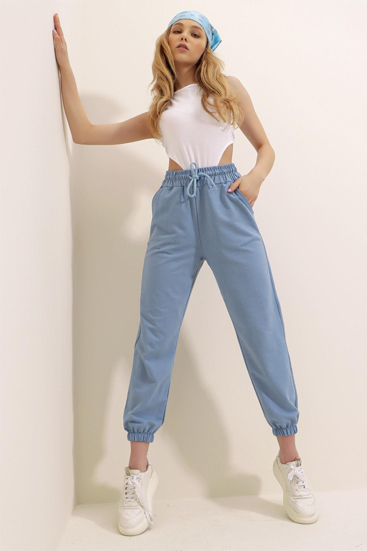 Blue Cotton Sweatpants, , large image number 0