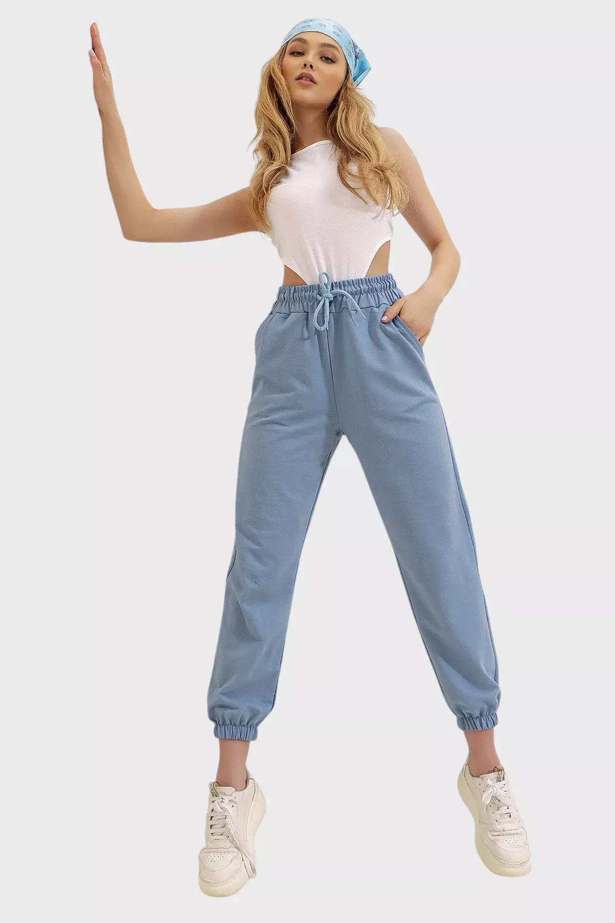 Blue Cotton Sweatpants, , large image number 0