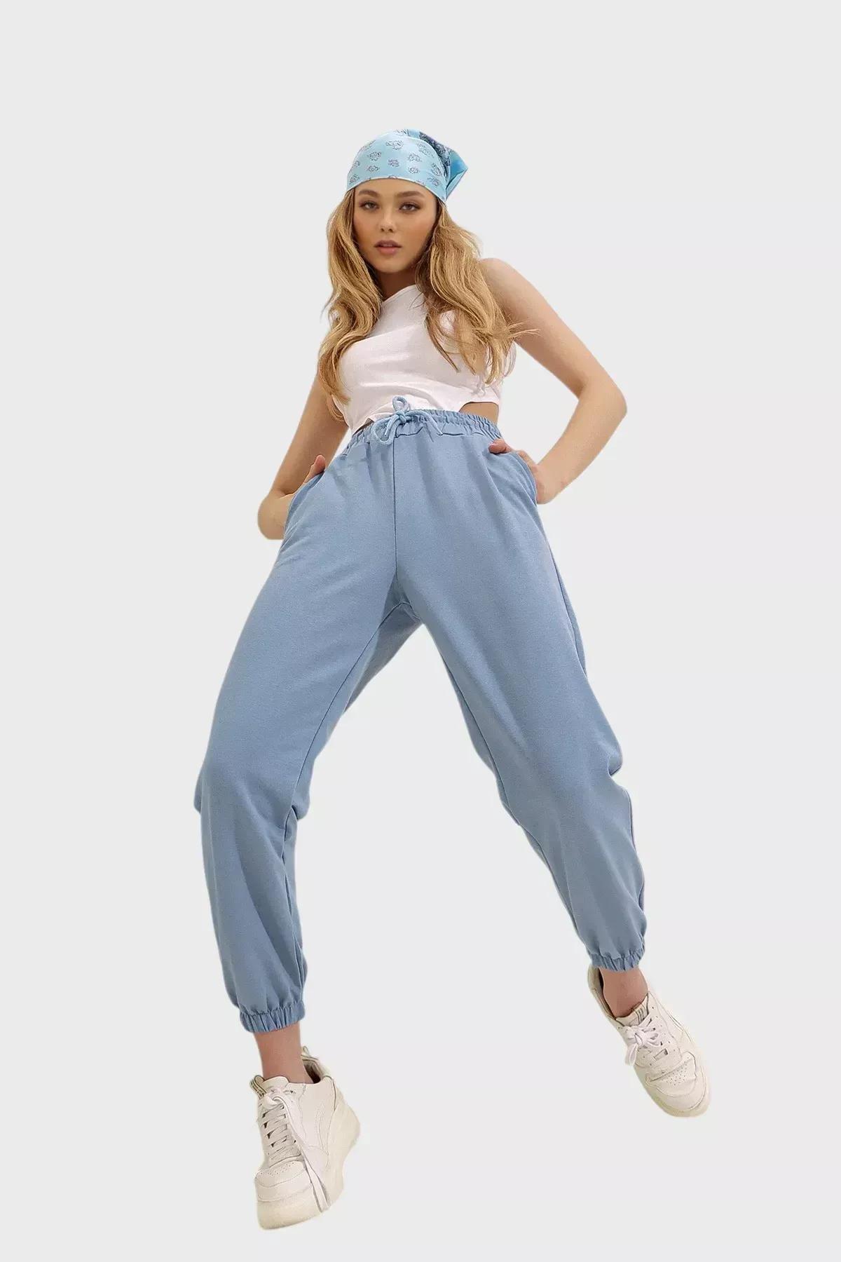 Blue Cotton Sweatpants, , large image number 2
