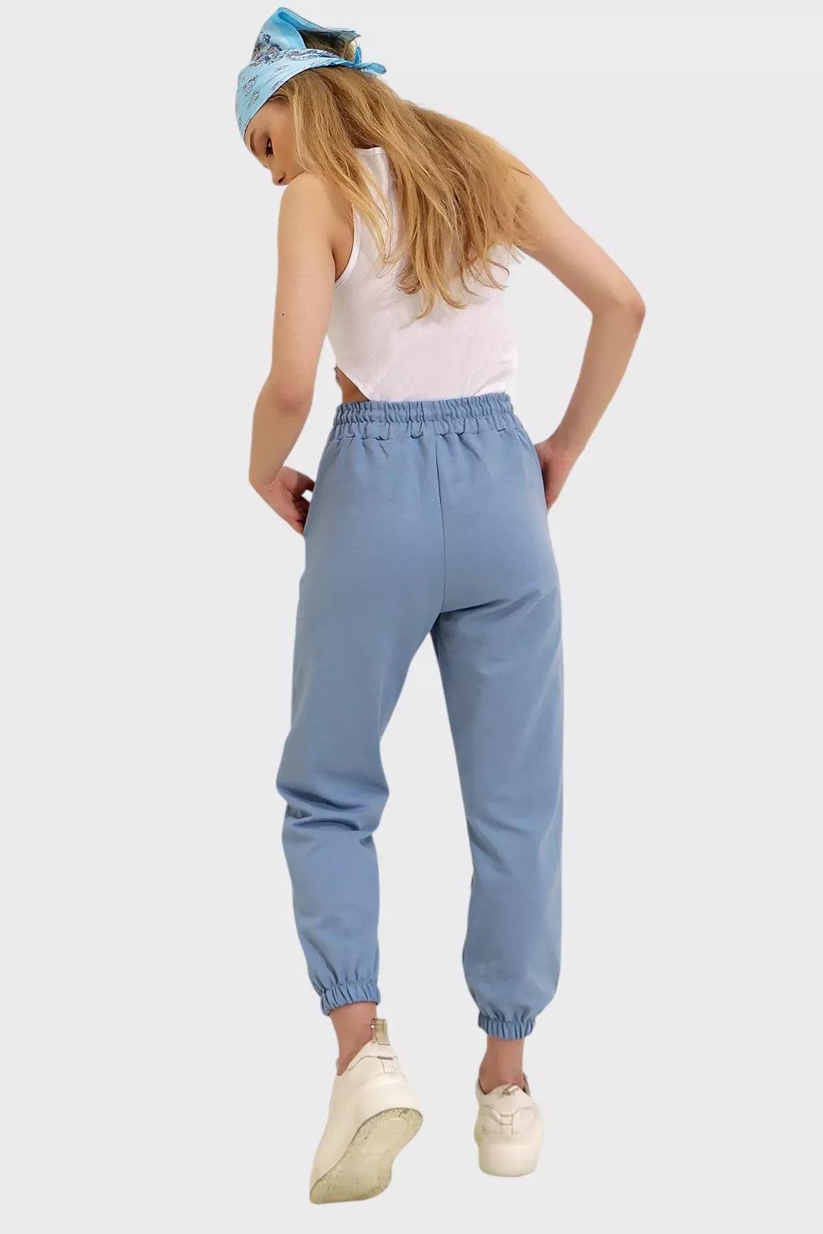 Blue Cotton Sweatpants, Blue, large image number 3