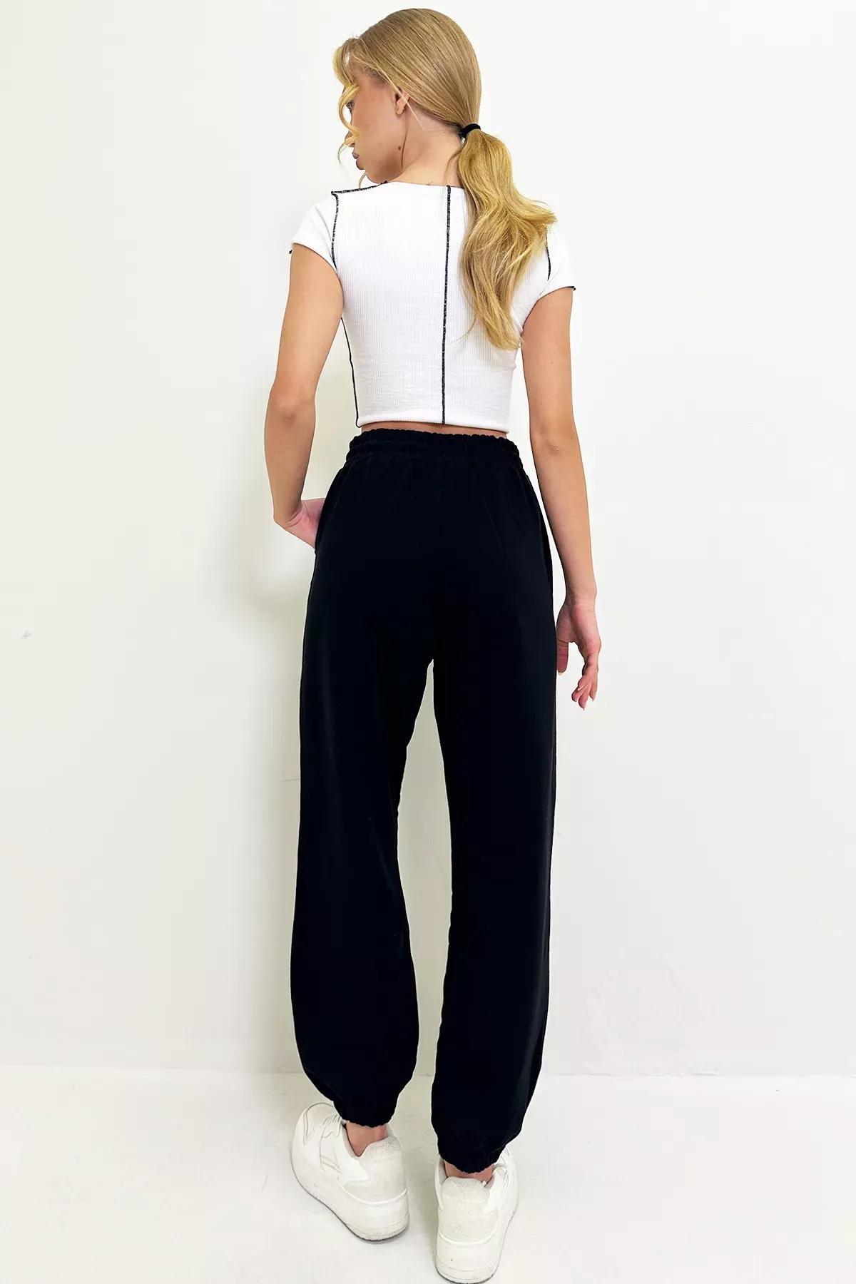 Black Cotton Sweatpants, , large image number 4