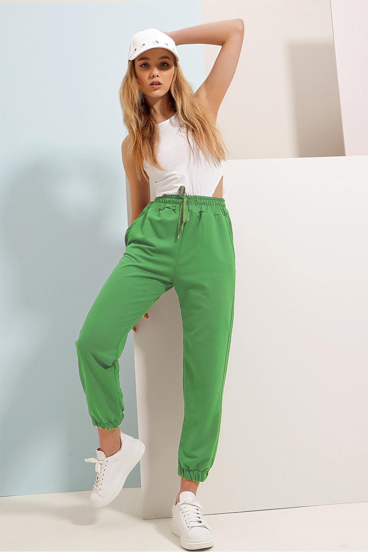 Green Cotton Sweatpants, , large image number 1
