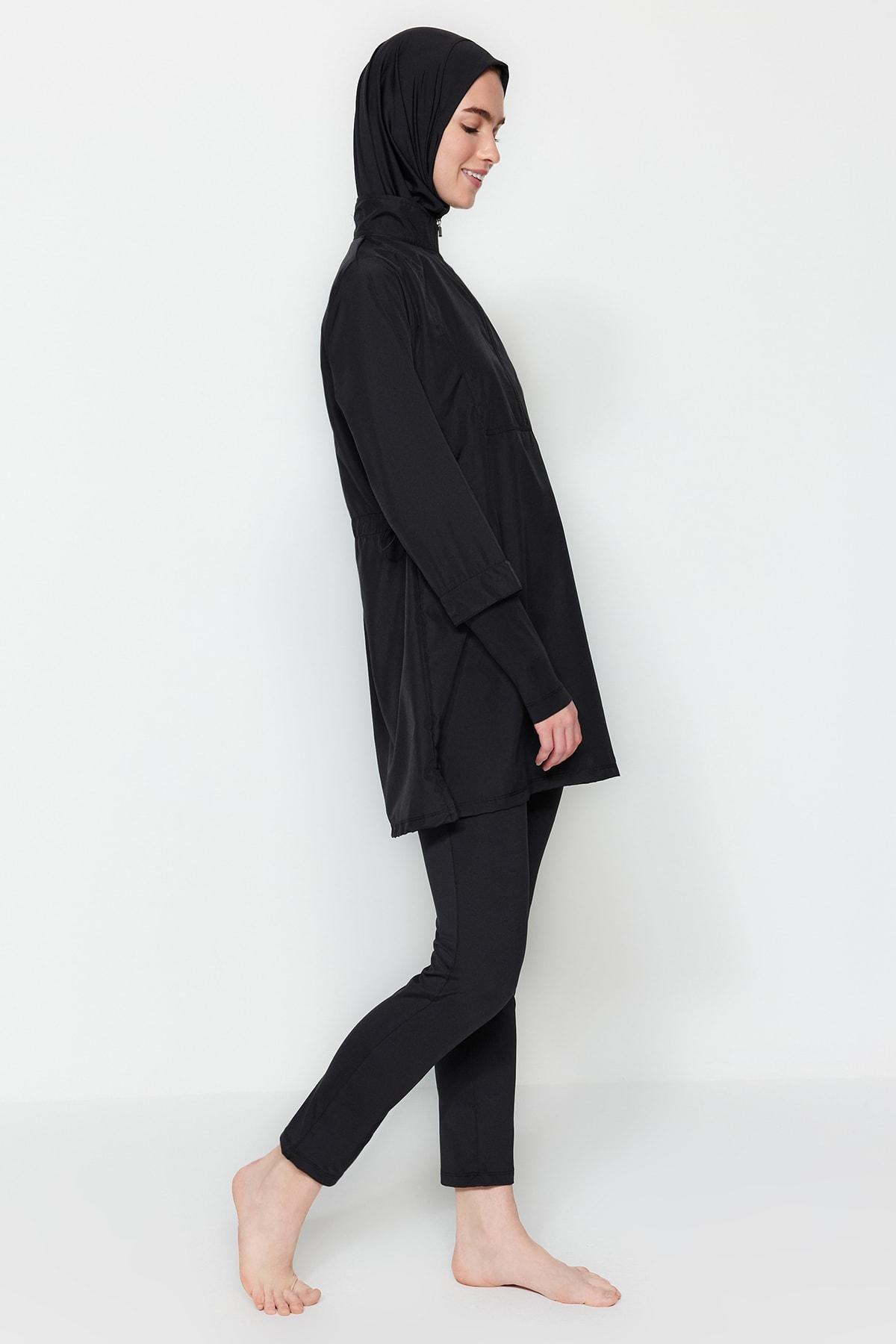 Black Performance Knitted Burkini Set, , large image number 1