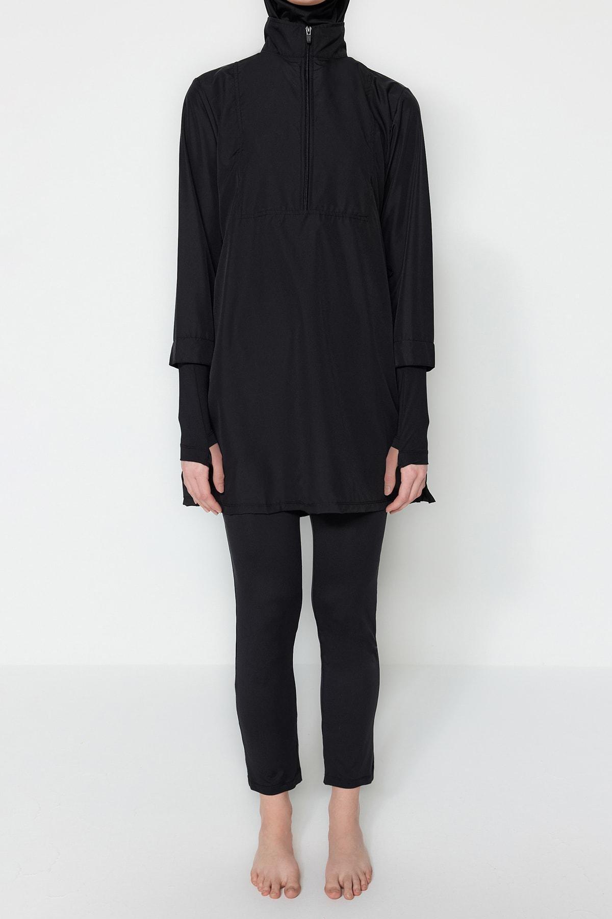 Trendyol - Black Performance Knitted Burkini Set
