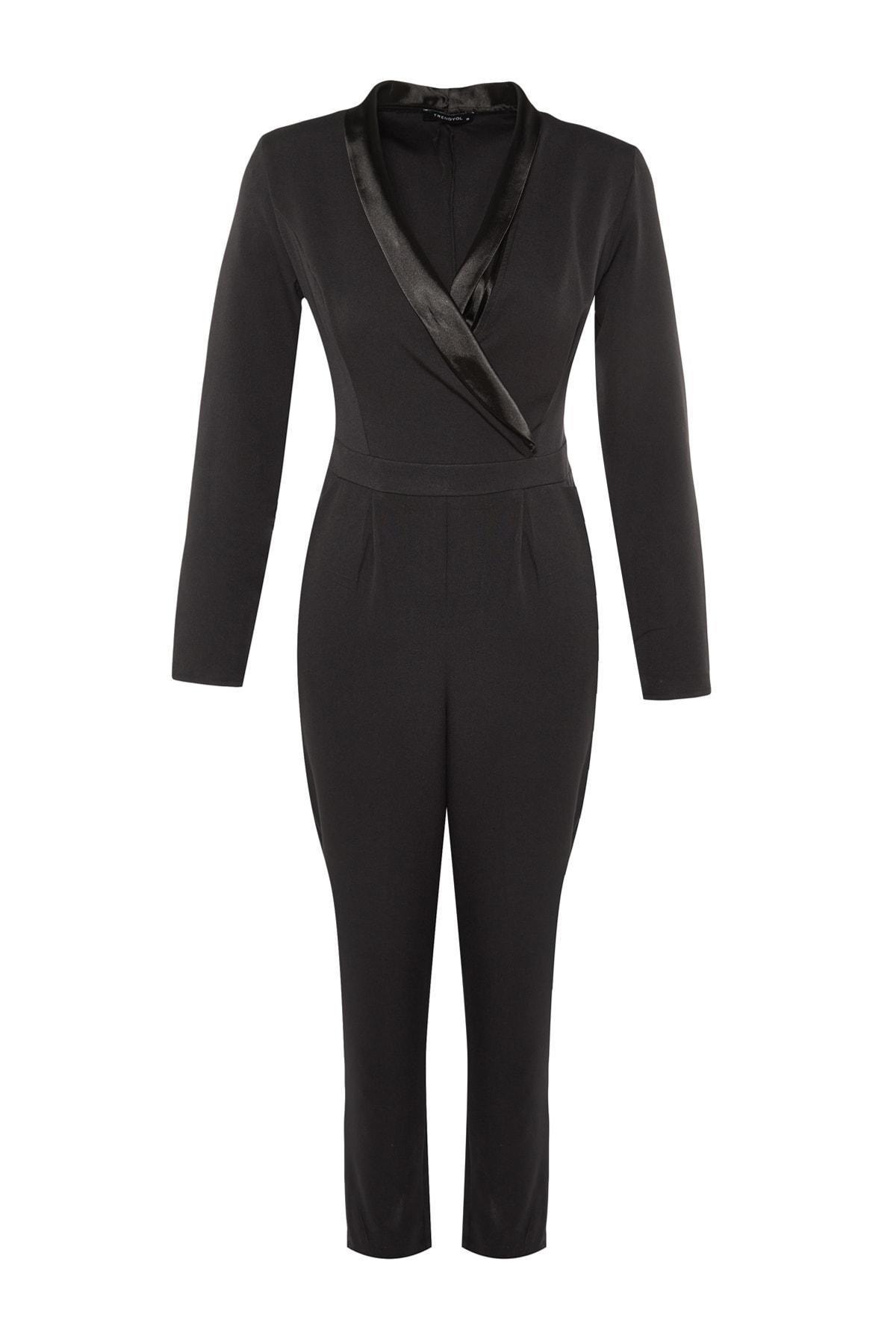 Black Lapel Collar Jumpsuit, , large image number 5