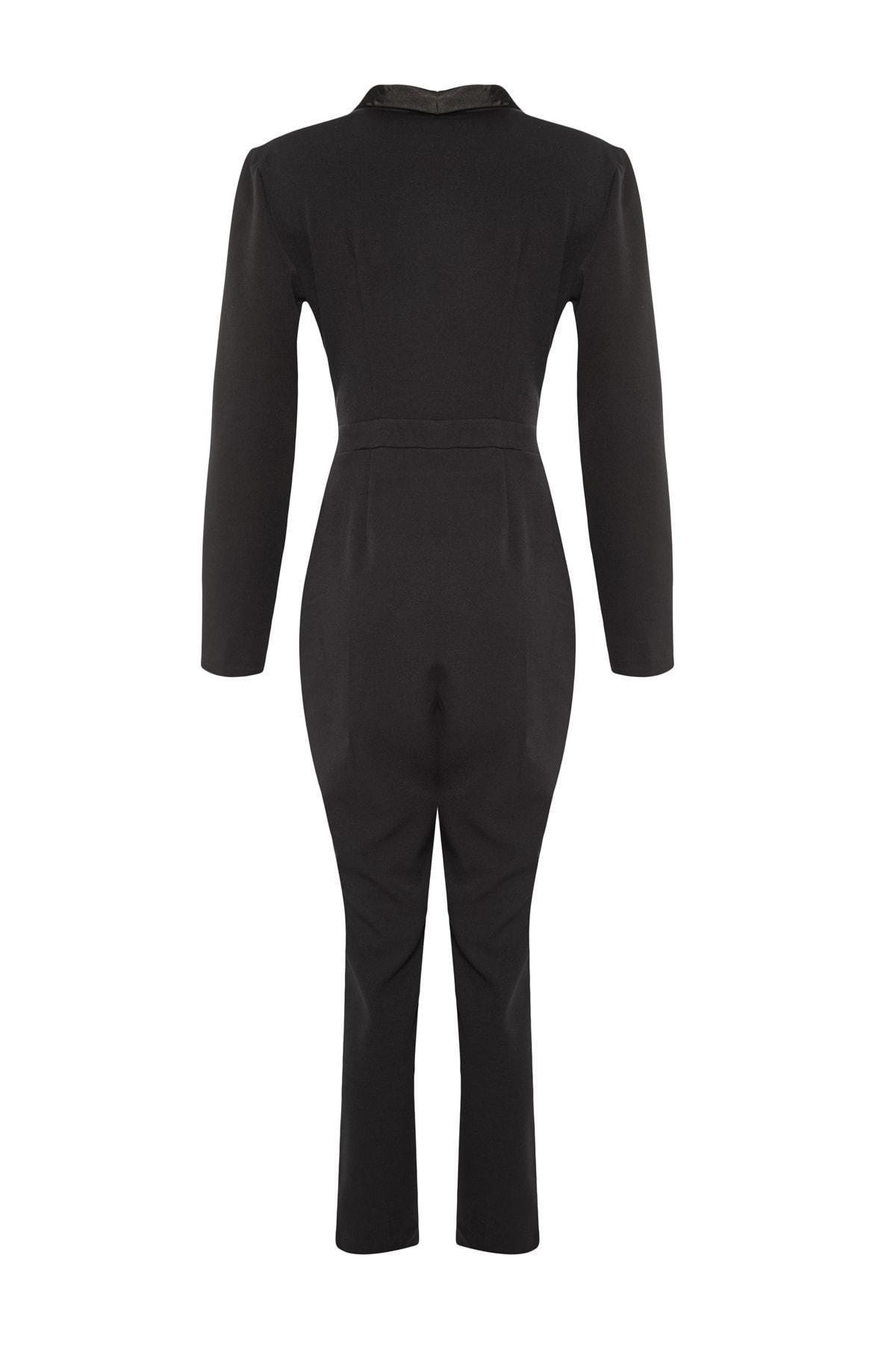 Black Lapel Collar Jumpsuit, , large image number 7