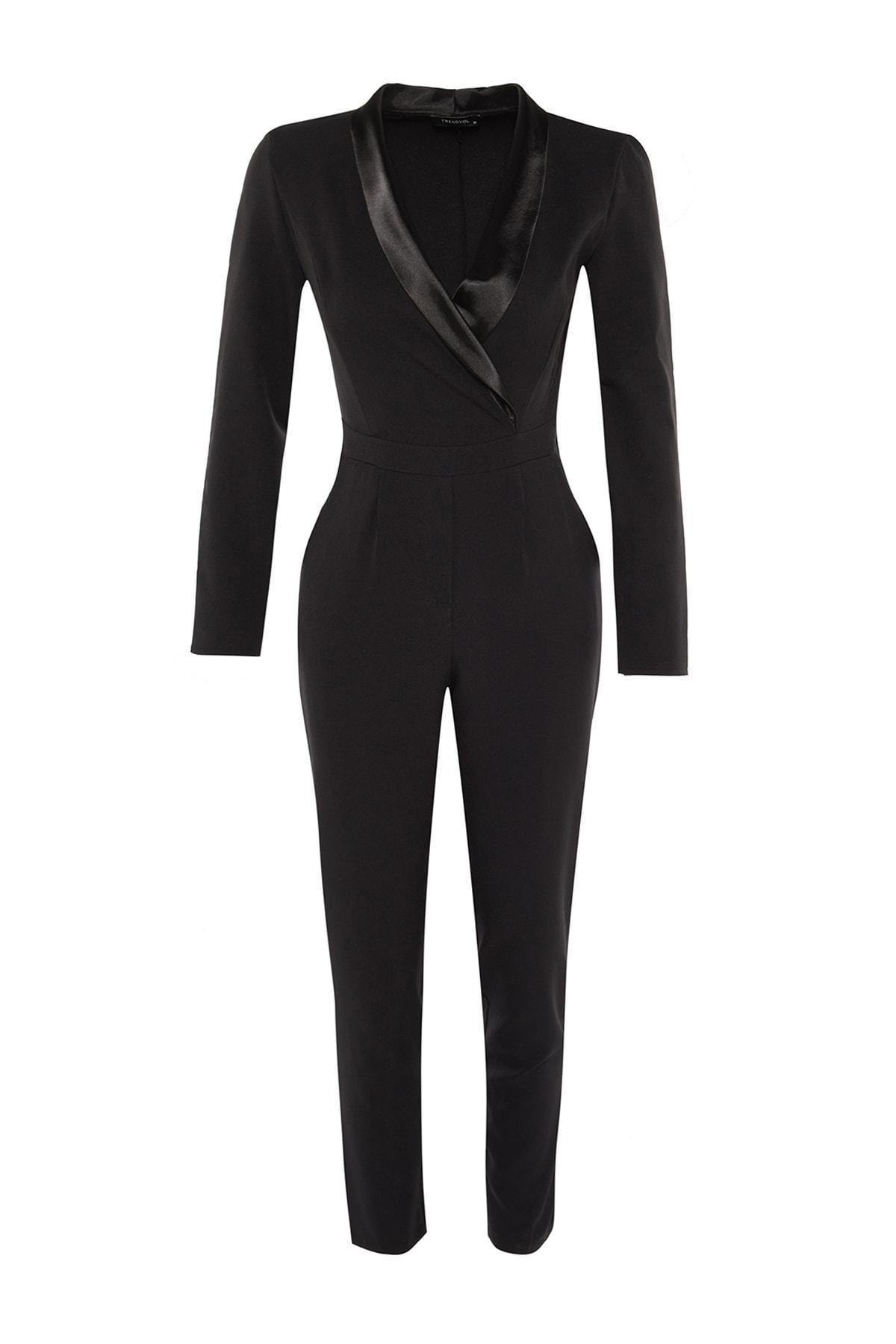 Black Lapel Collar Jumpsuit, , large image number 8