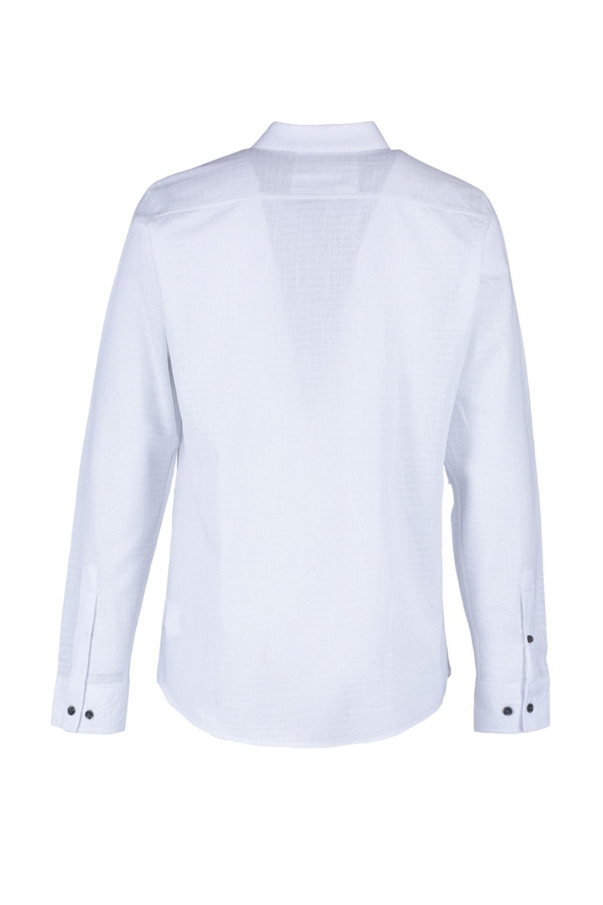 White Blue Slim Fit Shirt, , large image number 5