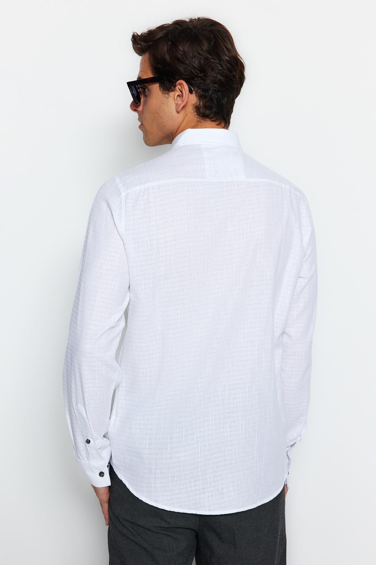 White Blue Slim Fit Shirt, , large image number 8