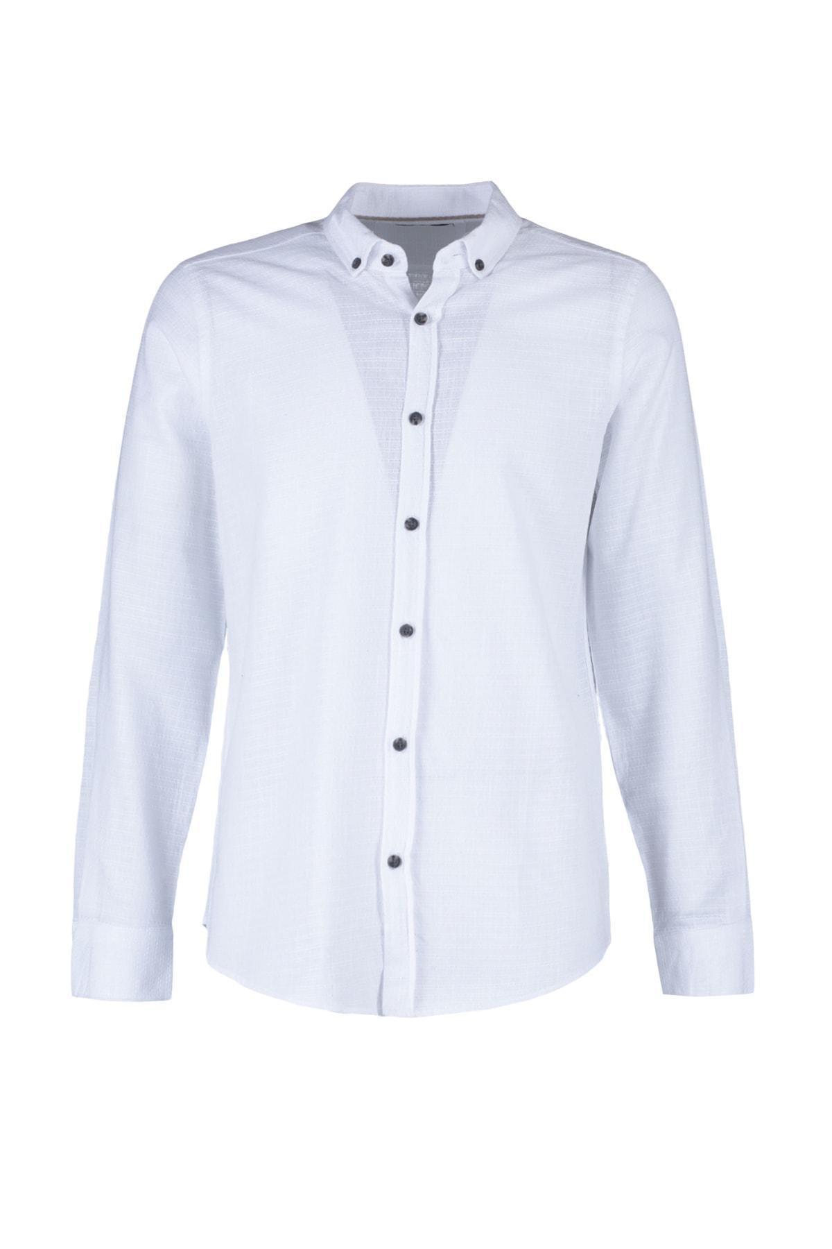 White Blue Slim Fit Shirt, , large image number 9