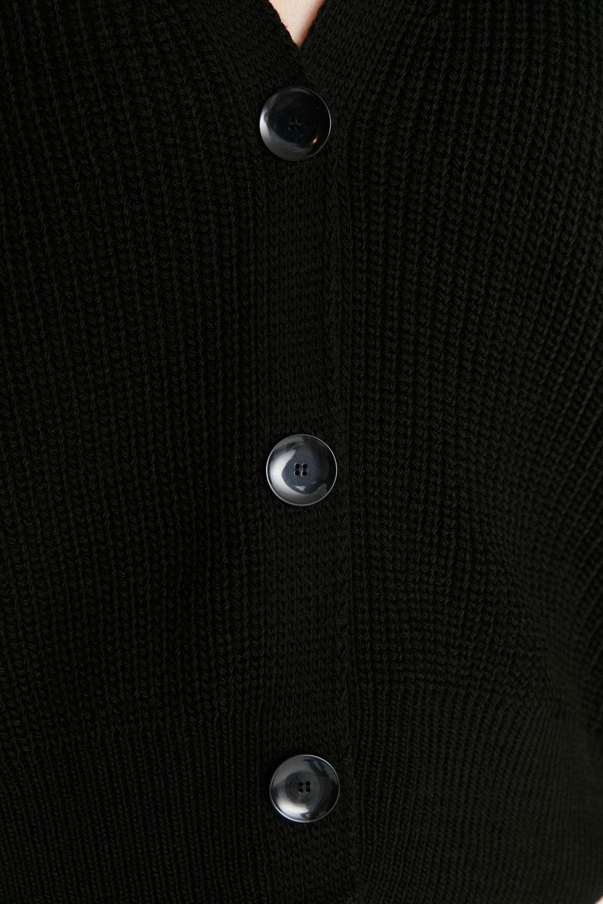 Black V Neck Cardigan, Black, large image number 3