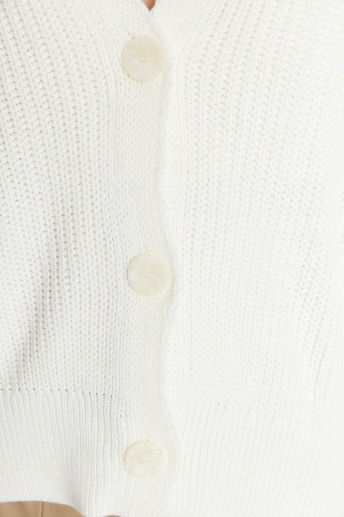 White V-Neck Cardigan, Ecru, large image number 3