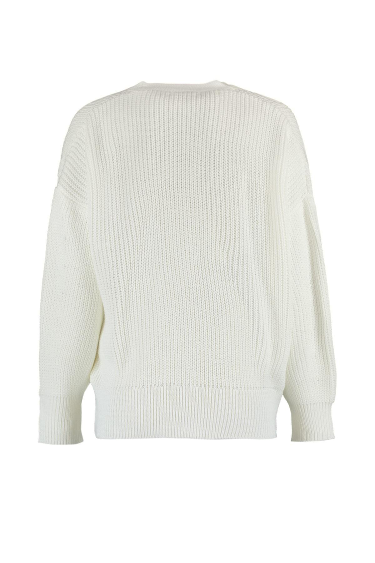 White V-Neck Cardigan, Ecru, large image number 5