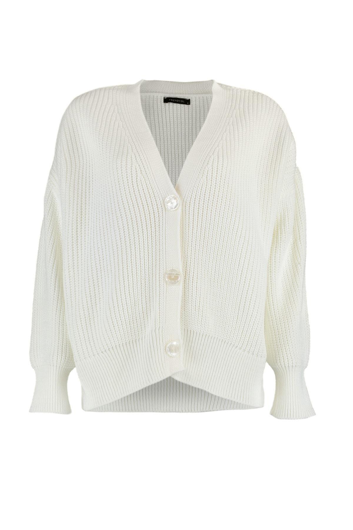 White V-Neck Cardigan, Ecru, large image number 6
