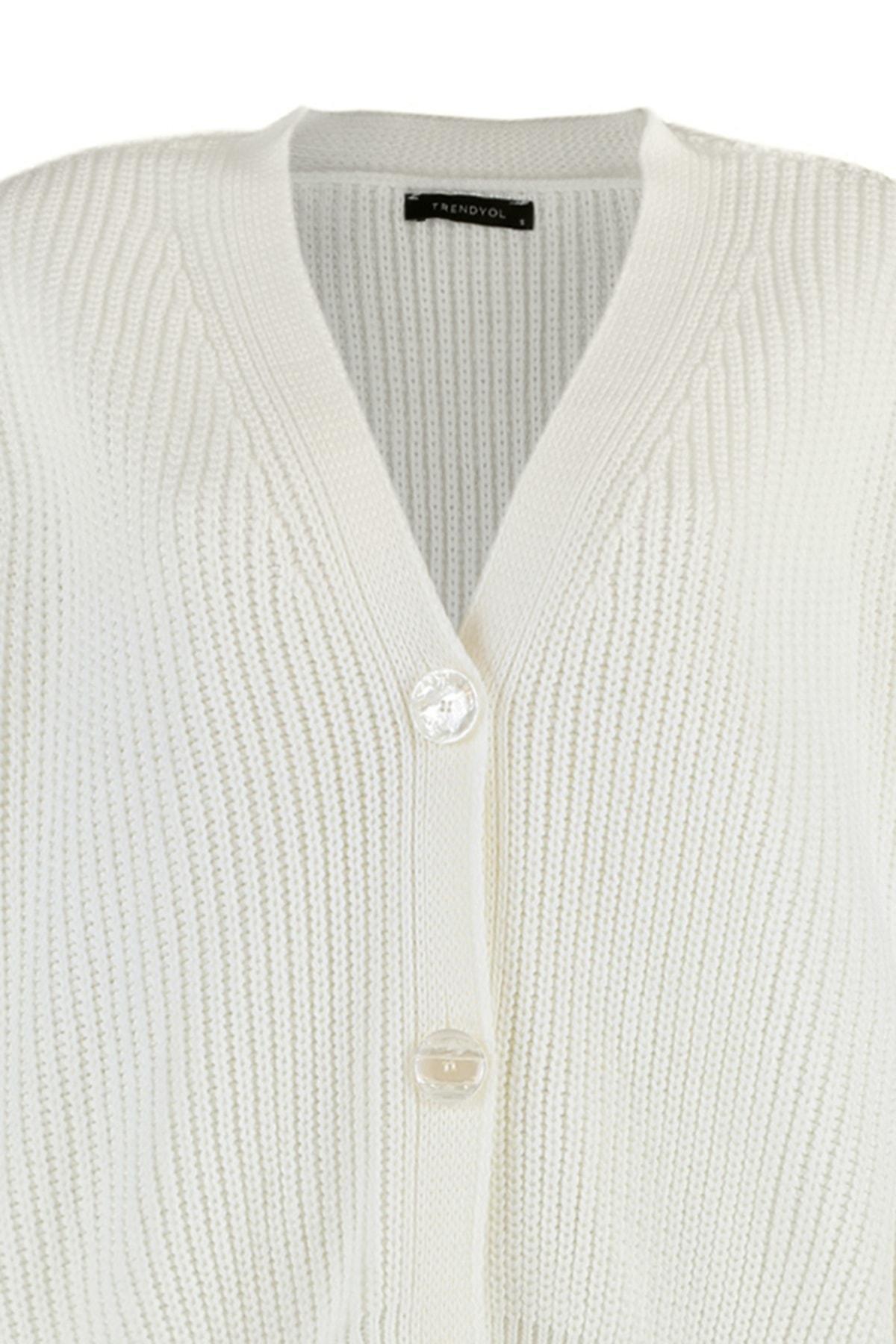 White V-Neck Cardigan, Ecru, large image number 7