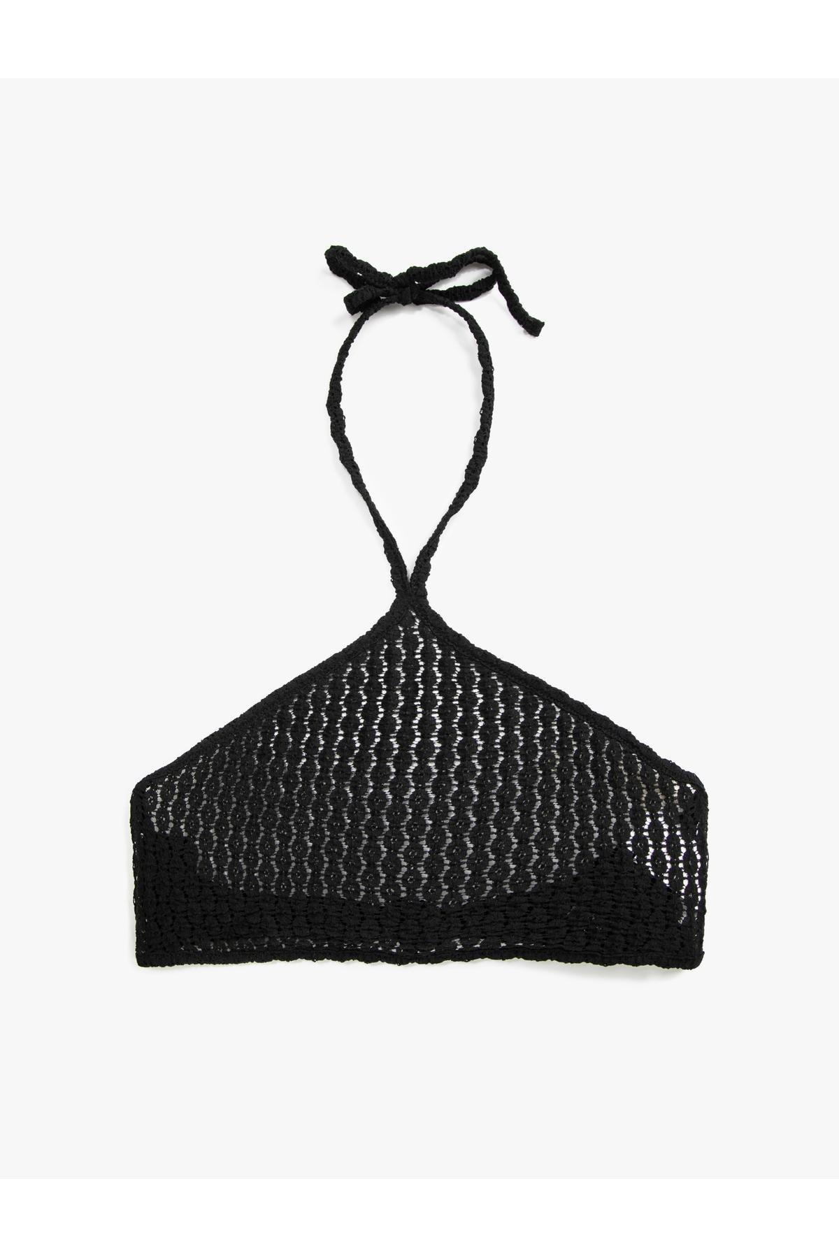 Black Halter Neck Bikini Top, , large image number 3