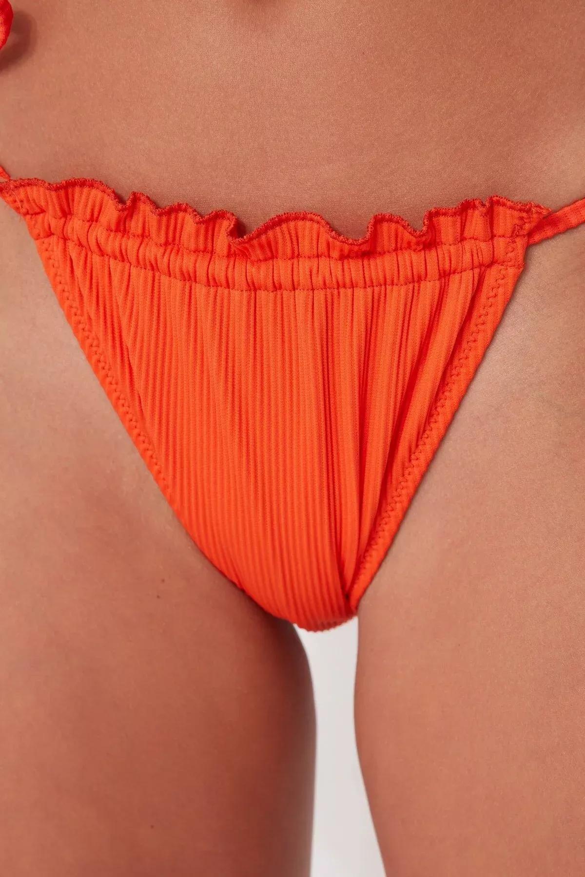 Orange Plain Bikini Bottom, Orange, large image number 4
