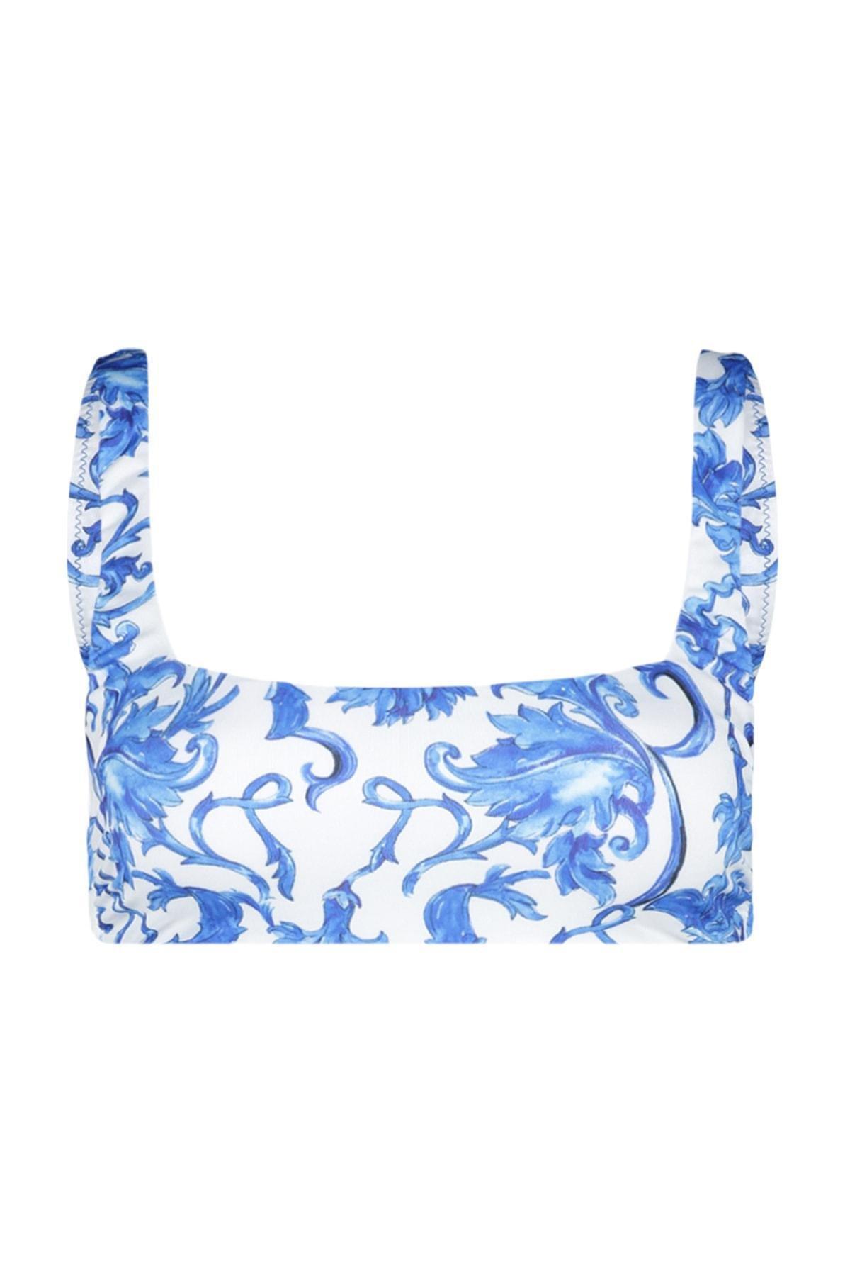Blue Floral Bikini Top, , large image number 0