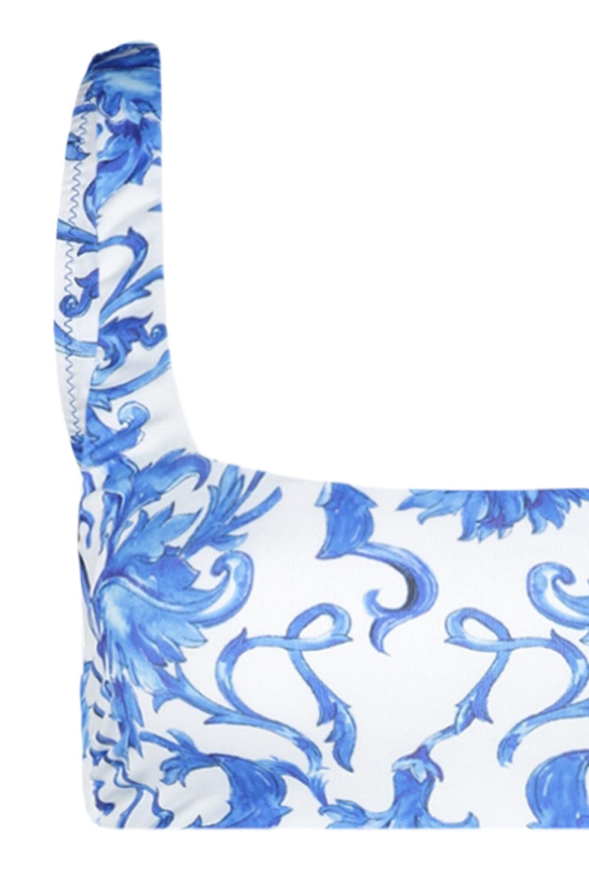 Blue Floral Bikini Top, , large image number 1