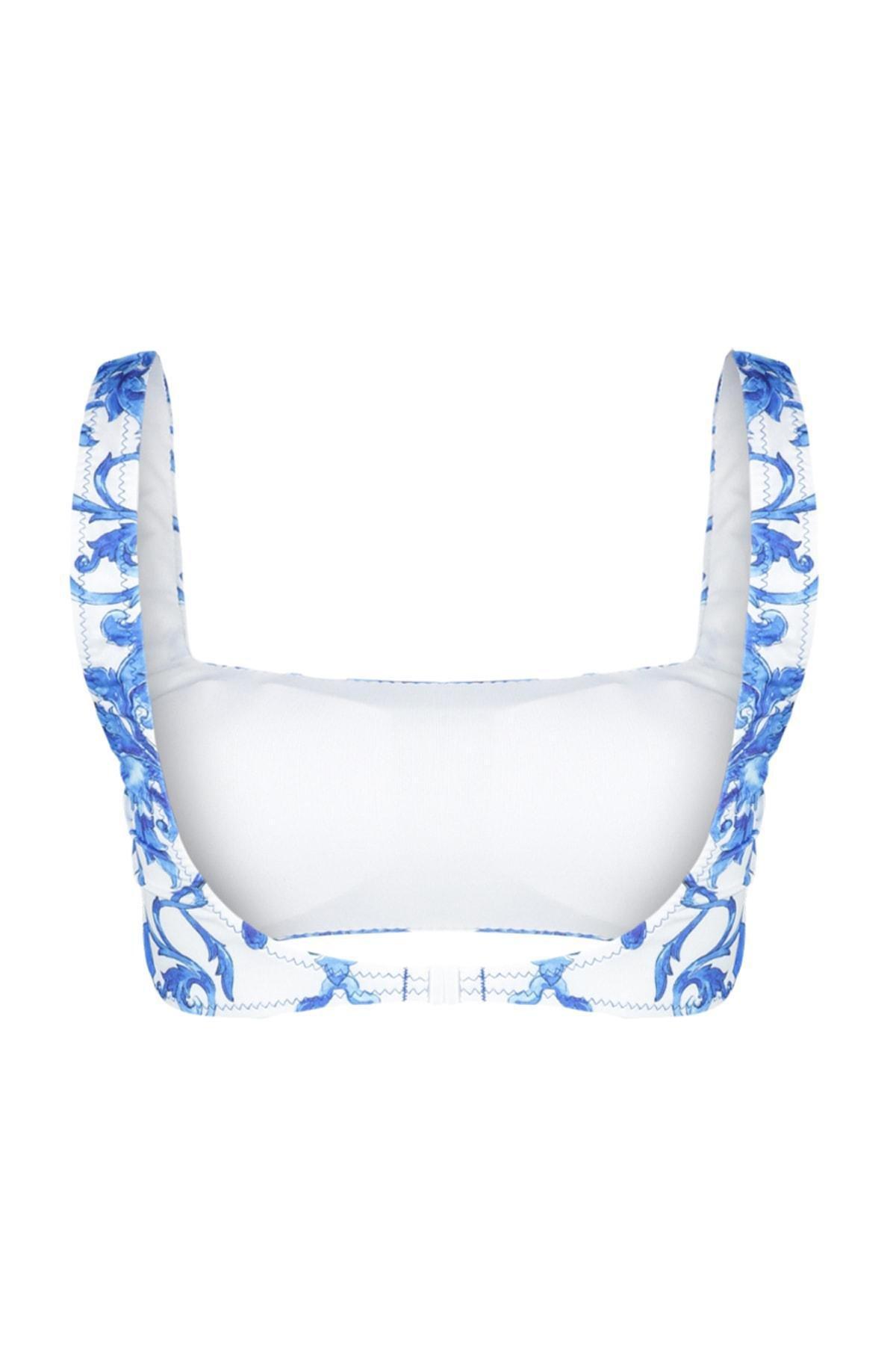 Blue Floral Bikini Top, , large image number 4