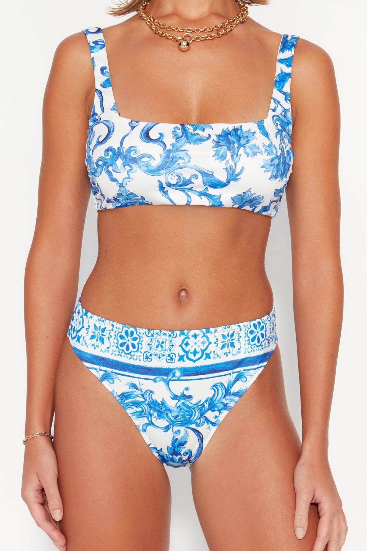 Blue Floral Bikini Top, , large image number 7