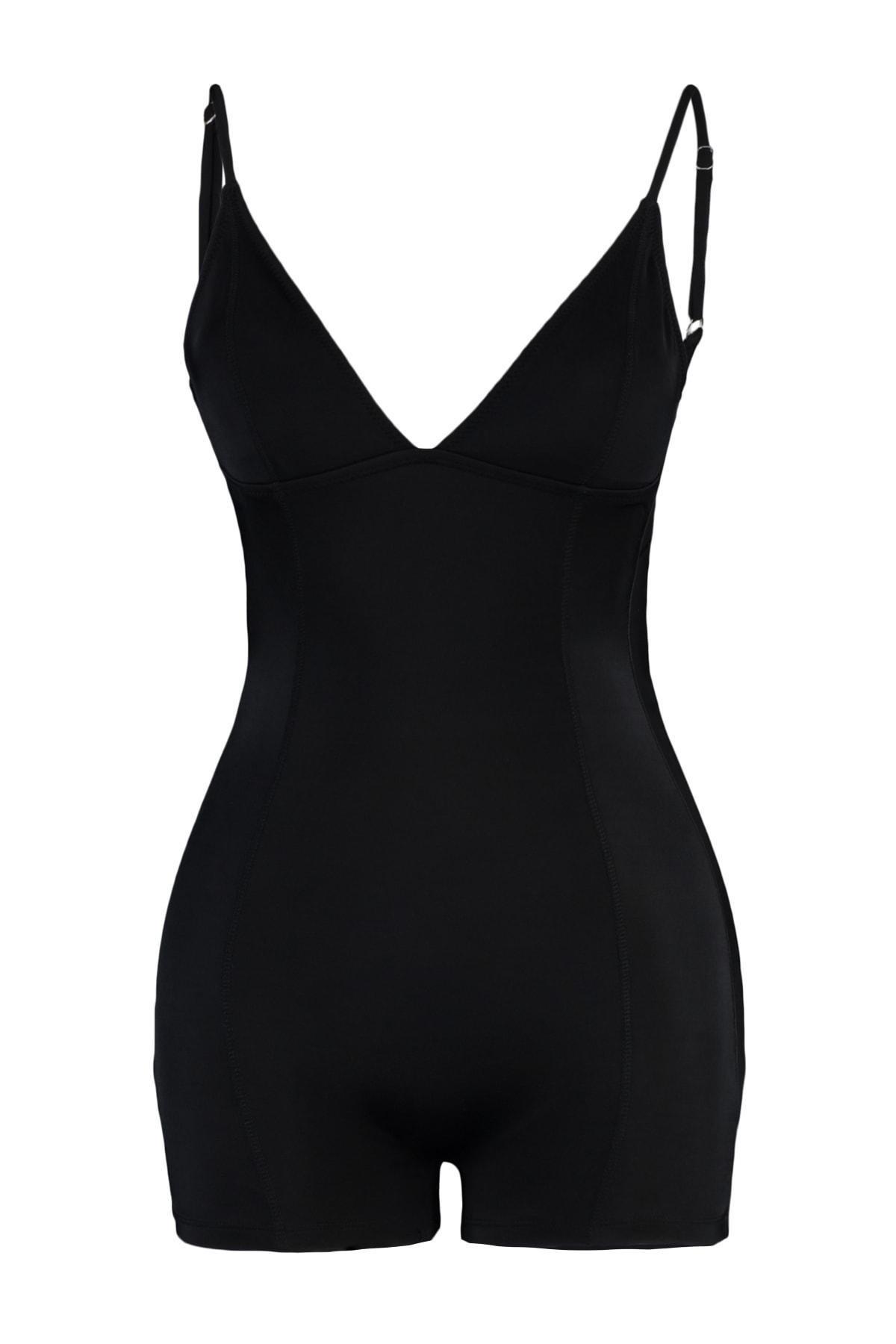 Black Short One Piece Swimsuit, , large image number 4