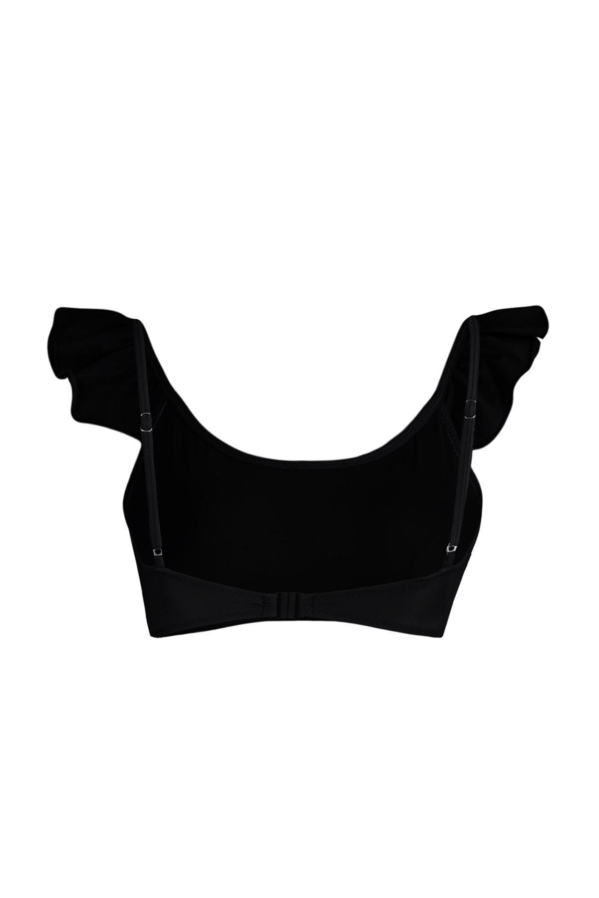 Black Frill Detailed Bikini Top, , large image number 4