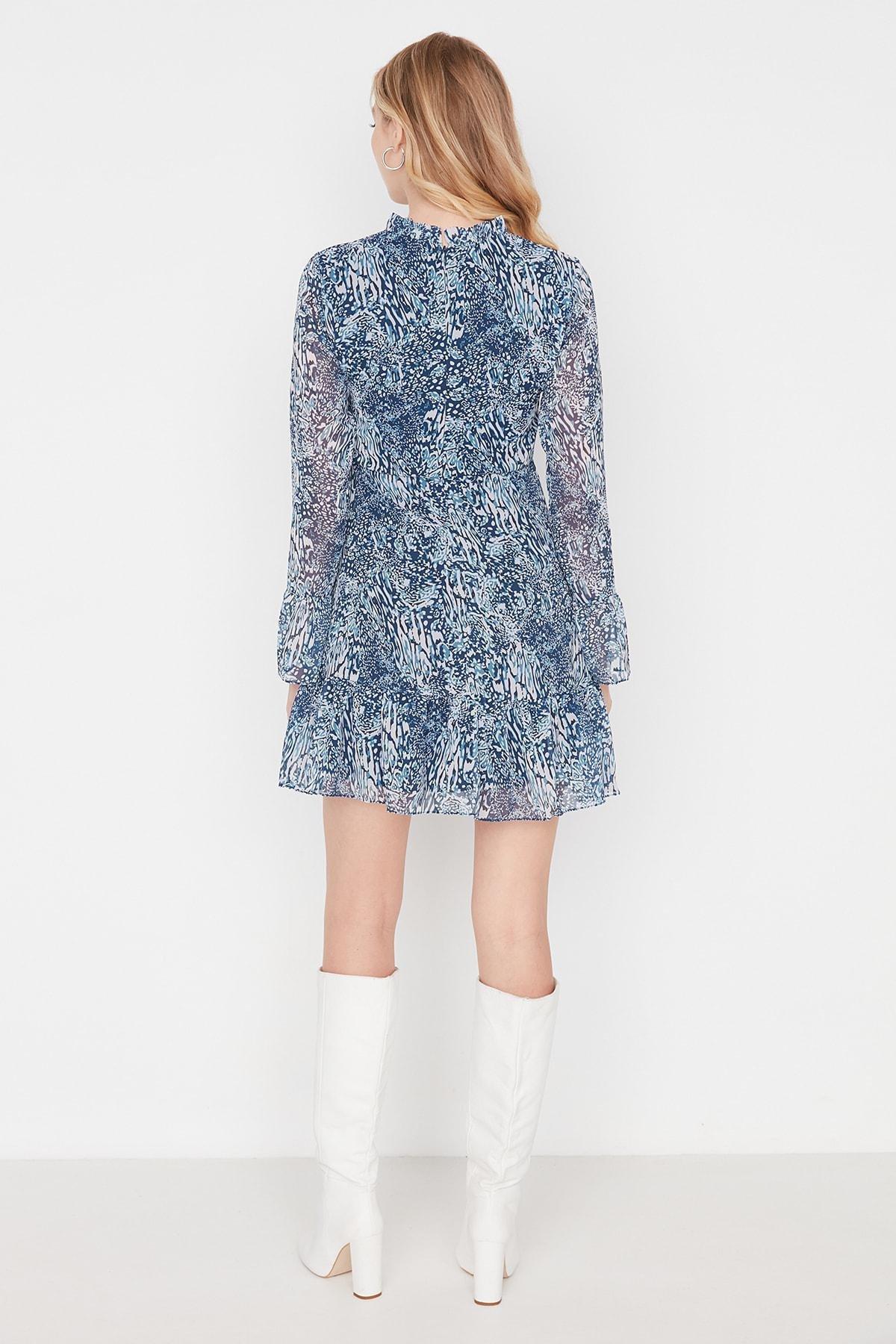 Blue Ruffle Hem Dress, Blue, large image number 8