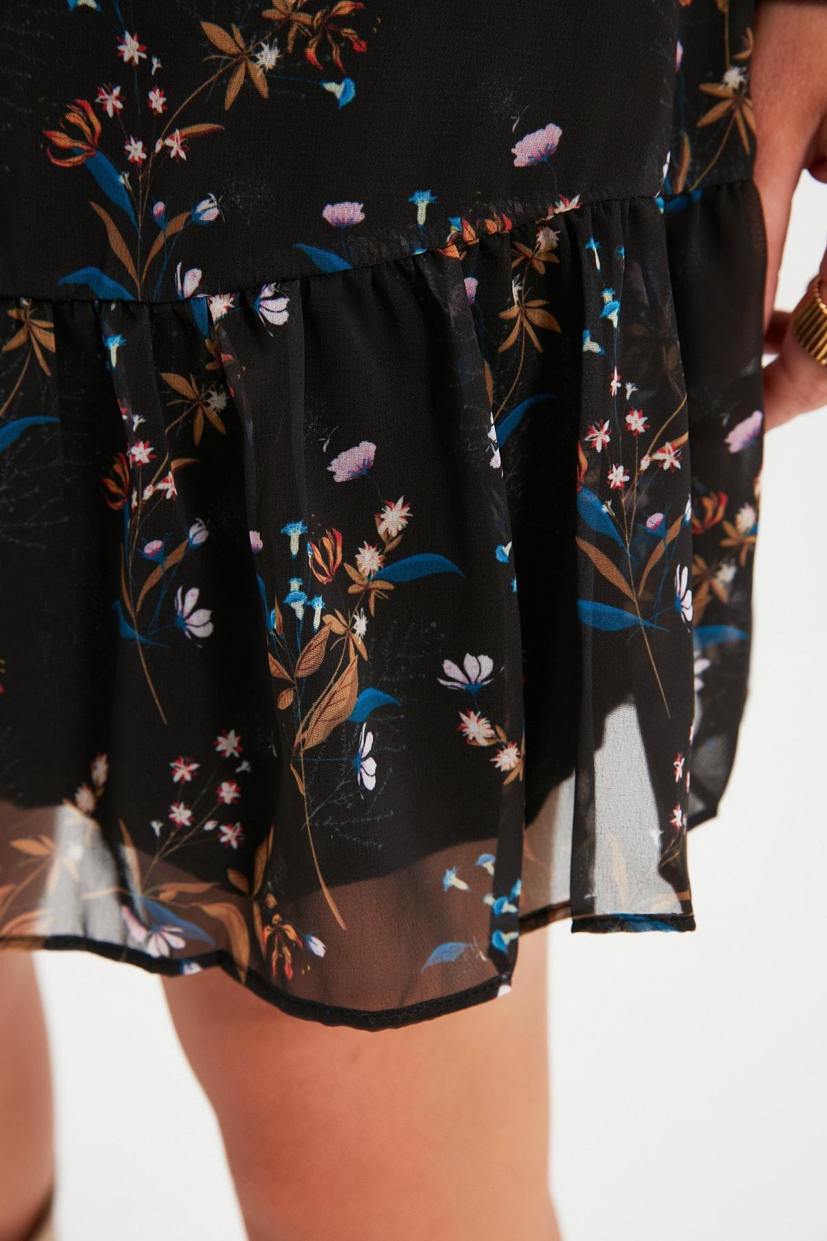 فستان بحافة كشكش، أسود, Black, large image number 6