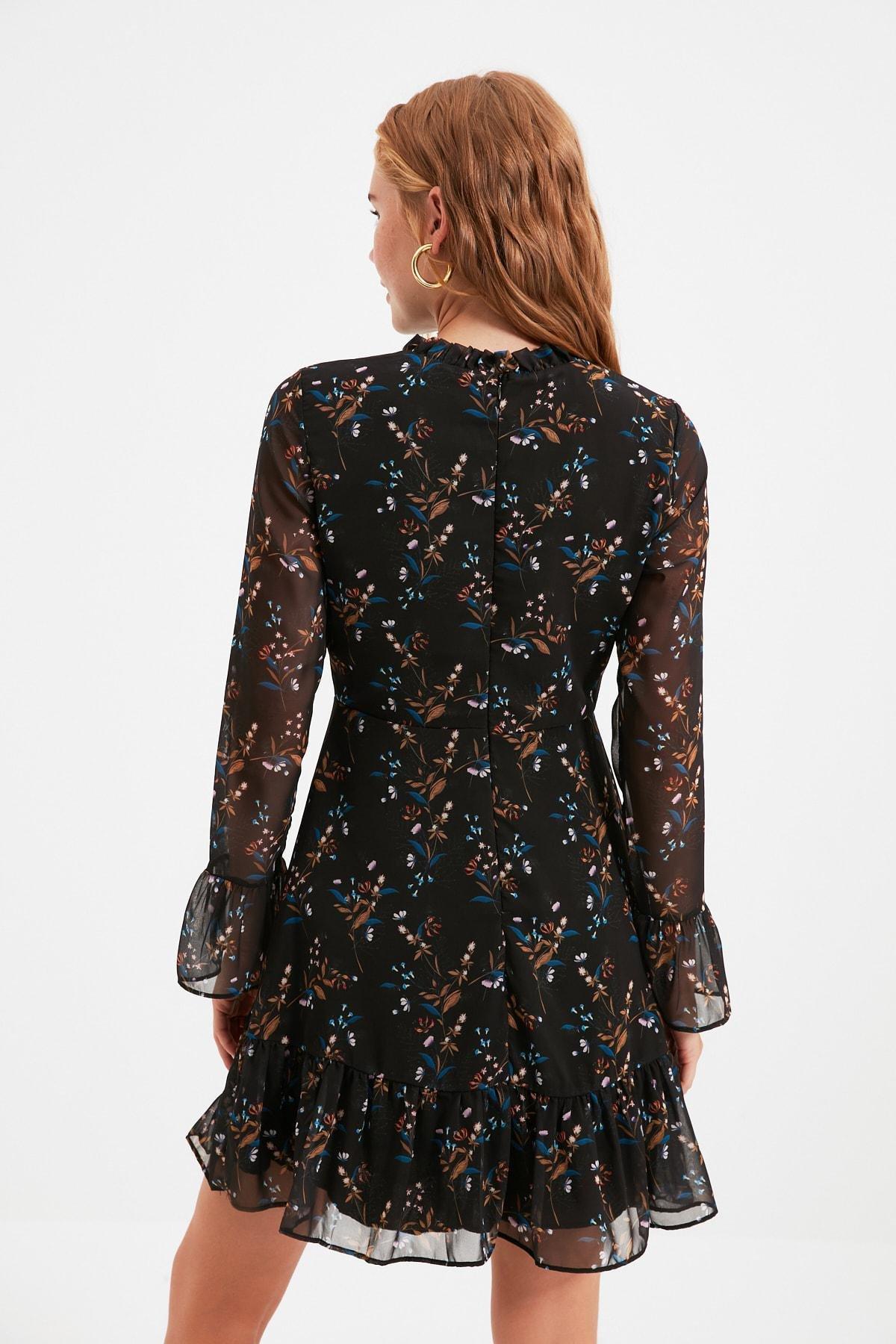 فستان بحافة كشكش، أسود, Black, large image number 8