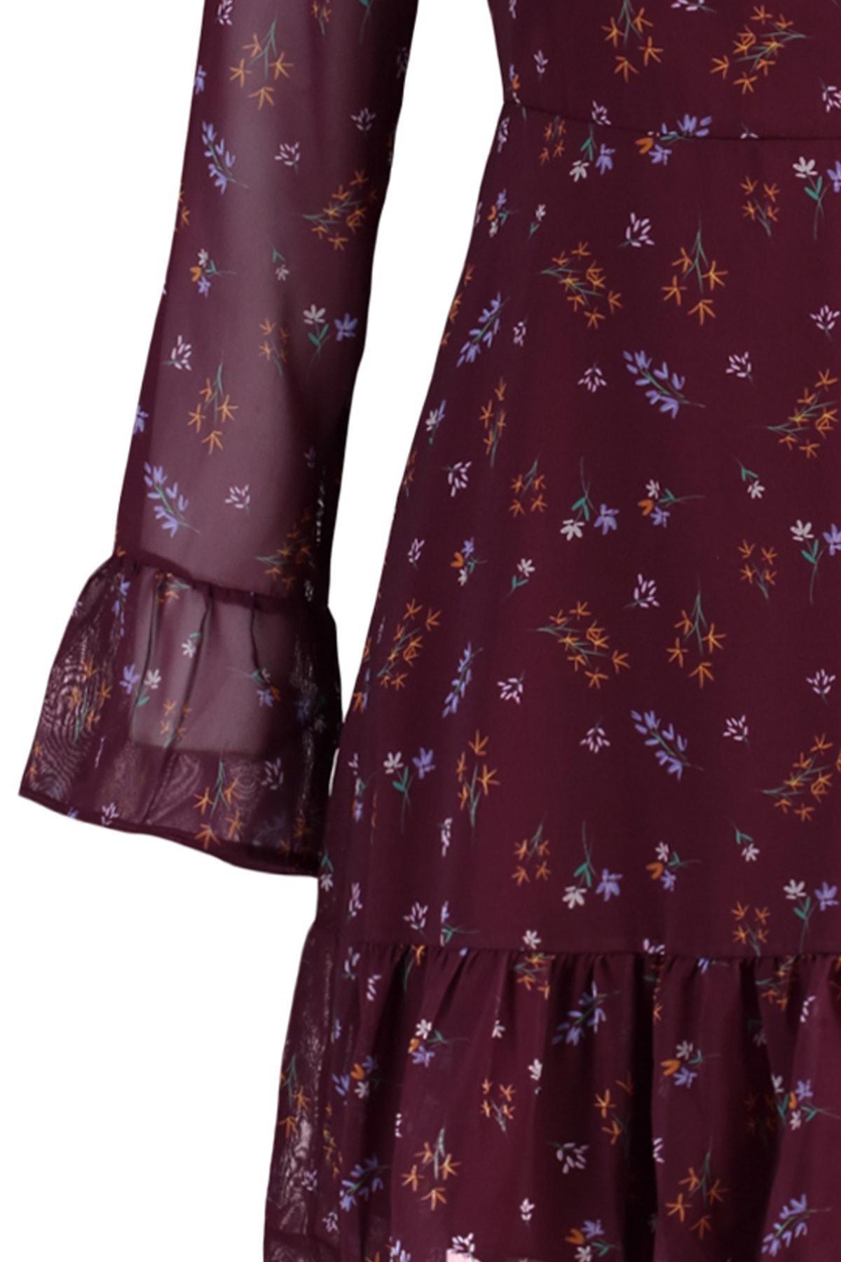 Burgundy Ruffle Hem Mini Dress, , large image number 6