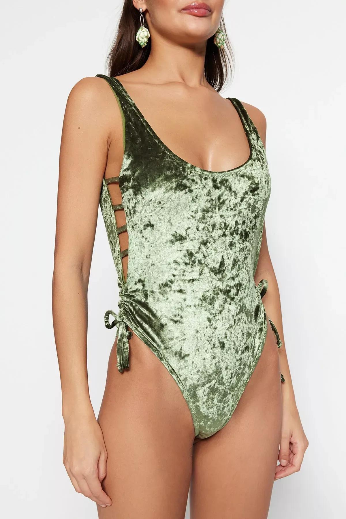 بدلة سباحة بملمس بارز، كاكي, Khaki, large image number 3